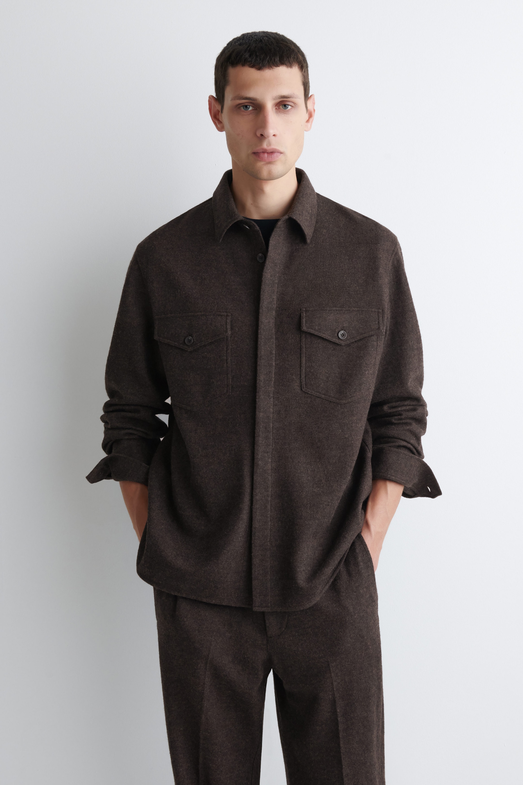 RELAXED BOILED-WOOL OVERSHIRT