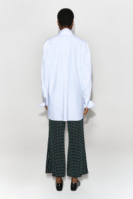 GEOMETRIC-PRINT CROPPED FLARED PANTS — GREEN / PRINTED 5