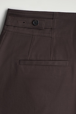 CROPPED COTTON BALLOON TROUSERS — DARK BROWN 5