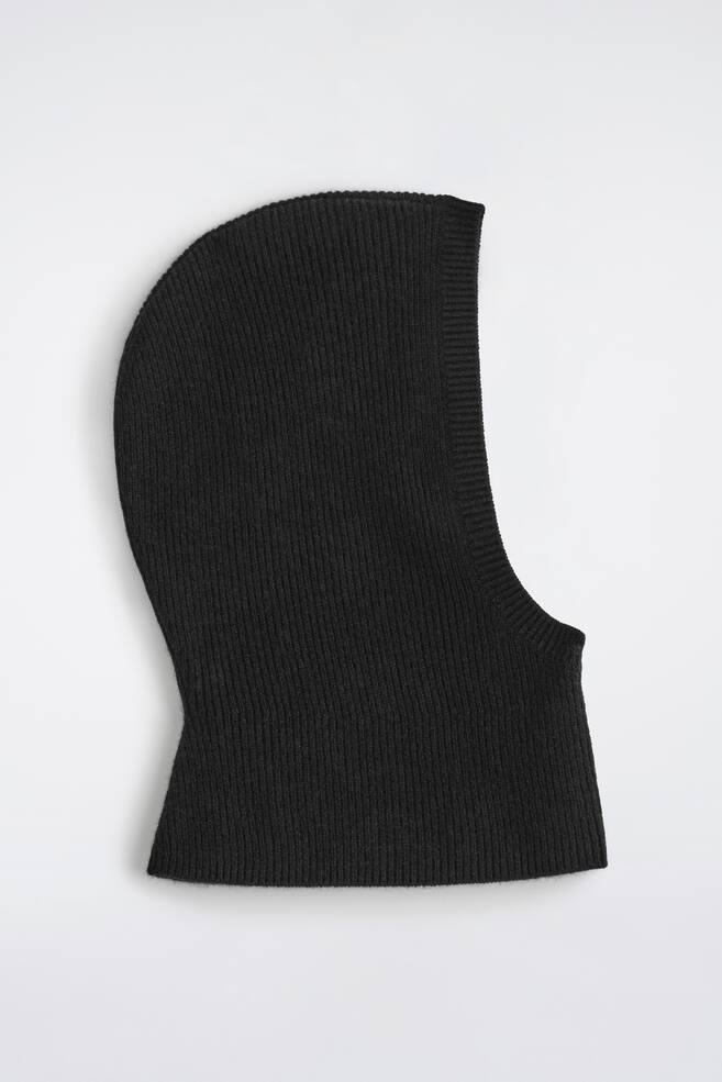 RIBBED WOOL-CASHMERE BALACLAVA - BLACK - 1