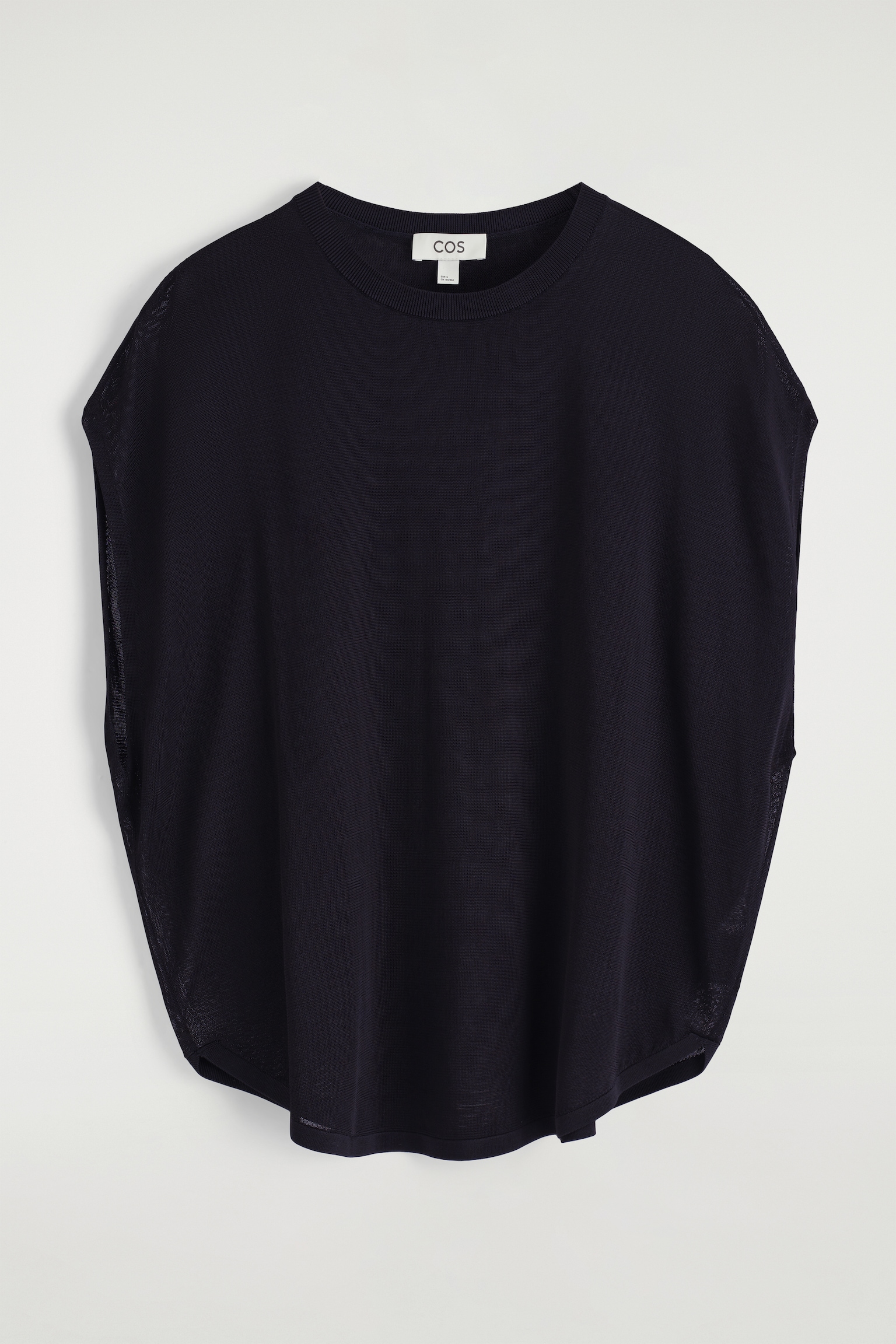 T-SHIRT EN MAILLE OURLET CIRCULAIRE - BLEU MARINE/VERT CLAIR - 2