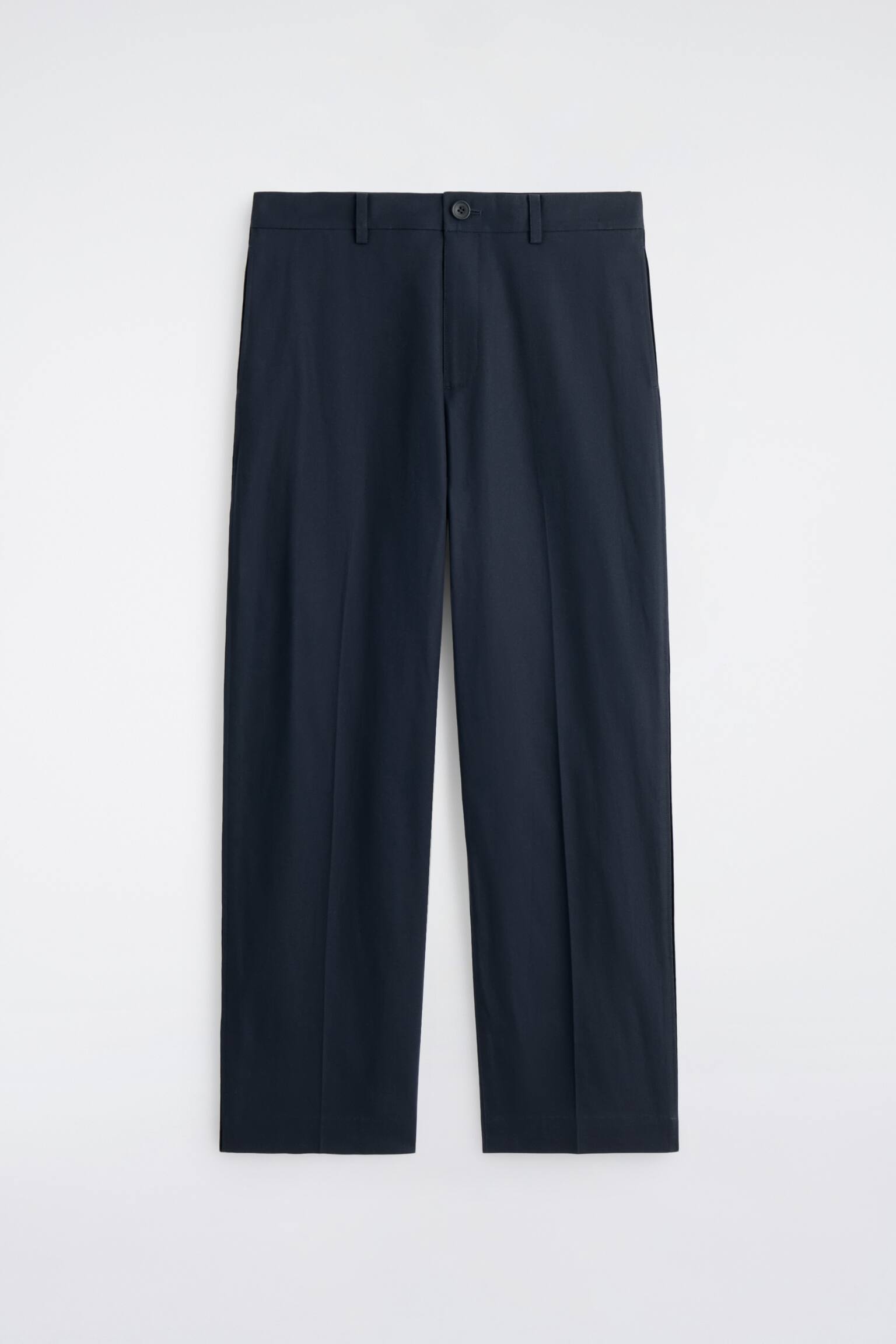 COTTON-LINEN RELAXED-FIT STRAIGHT-LEG TROUSERS - NAVY - 2