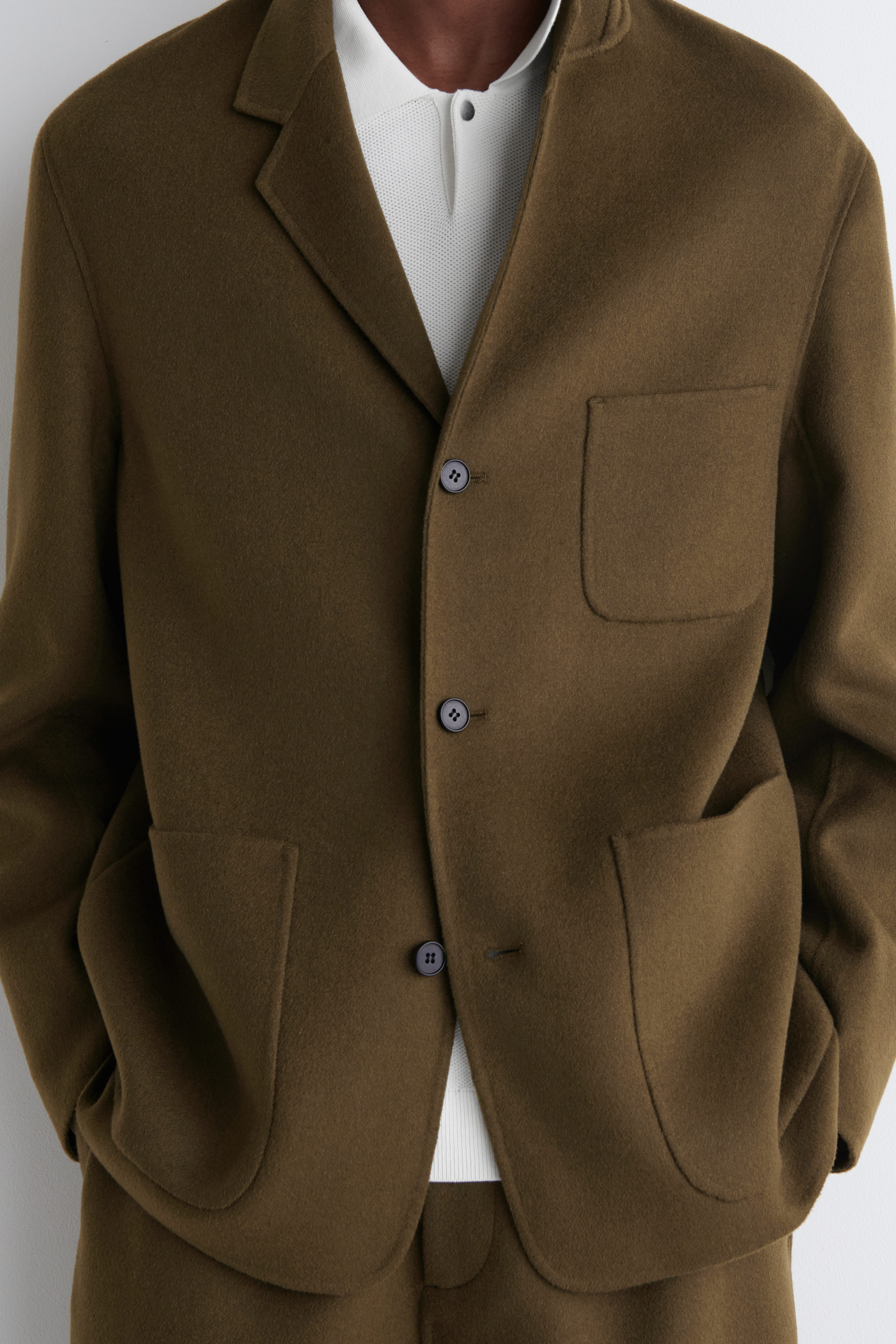 UNSTRUCTURED DOUBLE-FACED WOOL BLAZER - BROWN | COS US