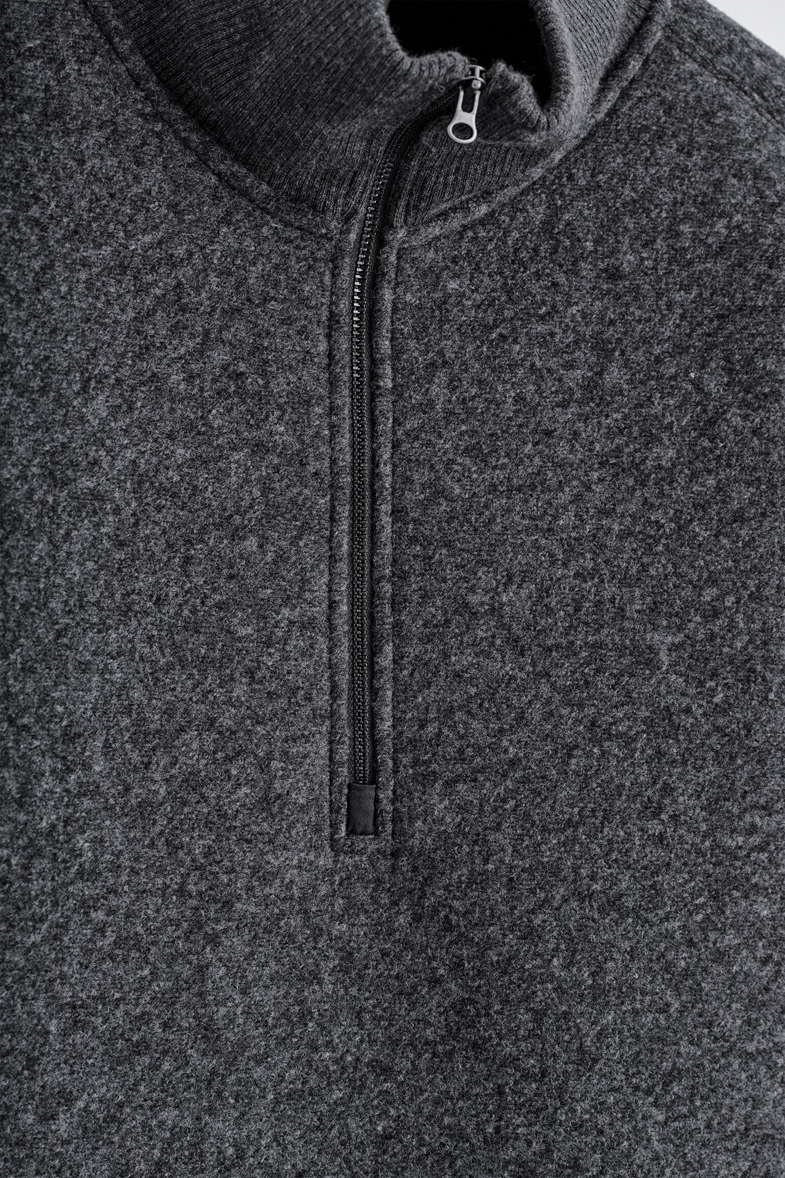 OVERSIZED FELTED-SCUBA FUNNEL-NECK JUMPER - CHARCOAL - 5