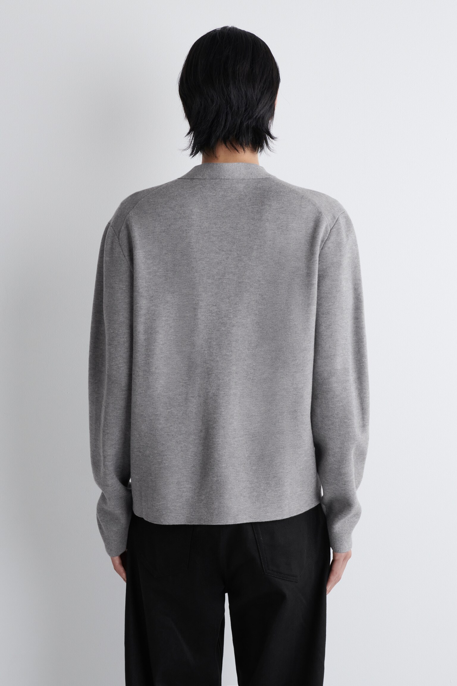 CARDIGAN EN MAILLE DOUBLE FACE - GRIS CHINÉ/NOIR - 3