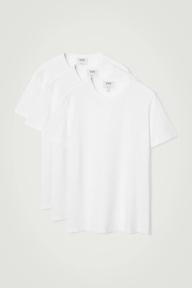 3-PACK COTTON CREW-NECK T-SHIRTS - WHITE/NAVY / WHITE / GREY/BLACK - 1