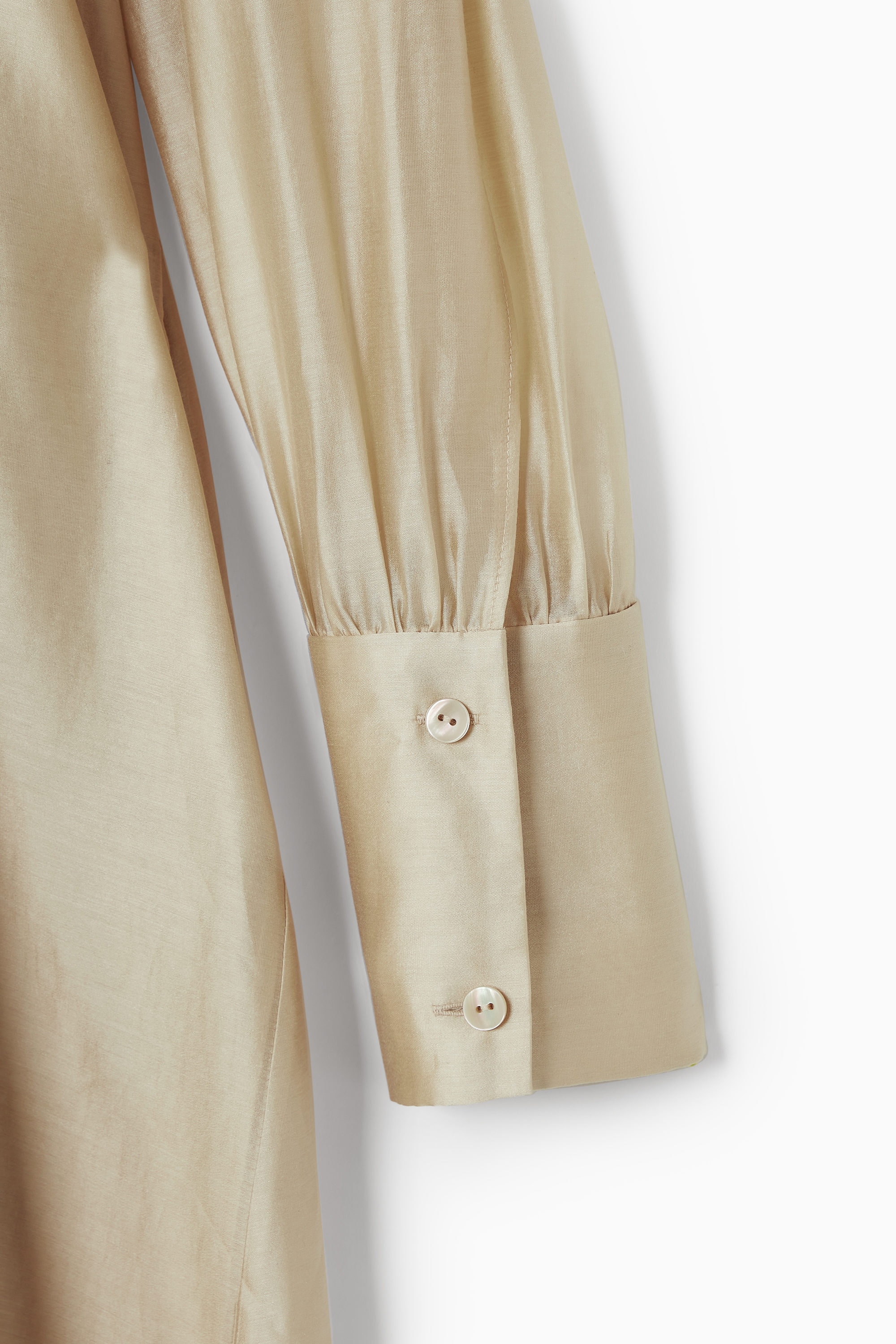 Pleated Open Shirt Dress Sサイズ ベージュ Pleated Open Shirt Dress