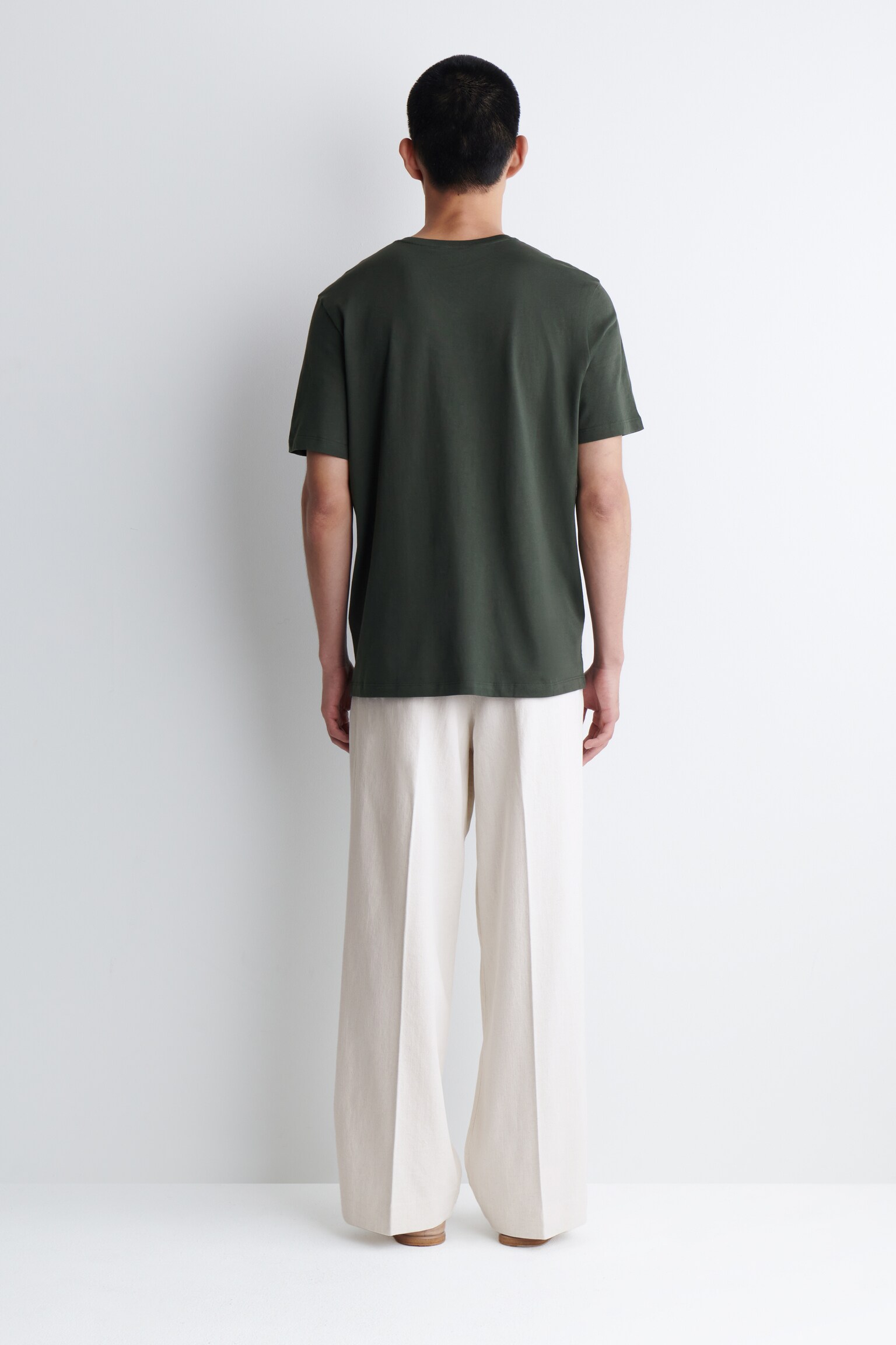 T-SHIRT À COL ROND EN COTON - VERT FONCÉ/NOIR/BLANC/BLEU MARINE - 3