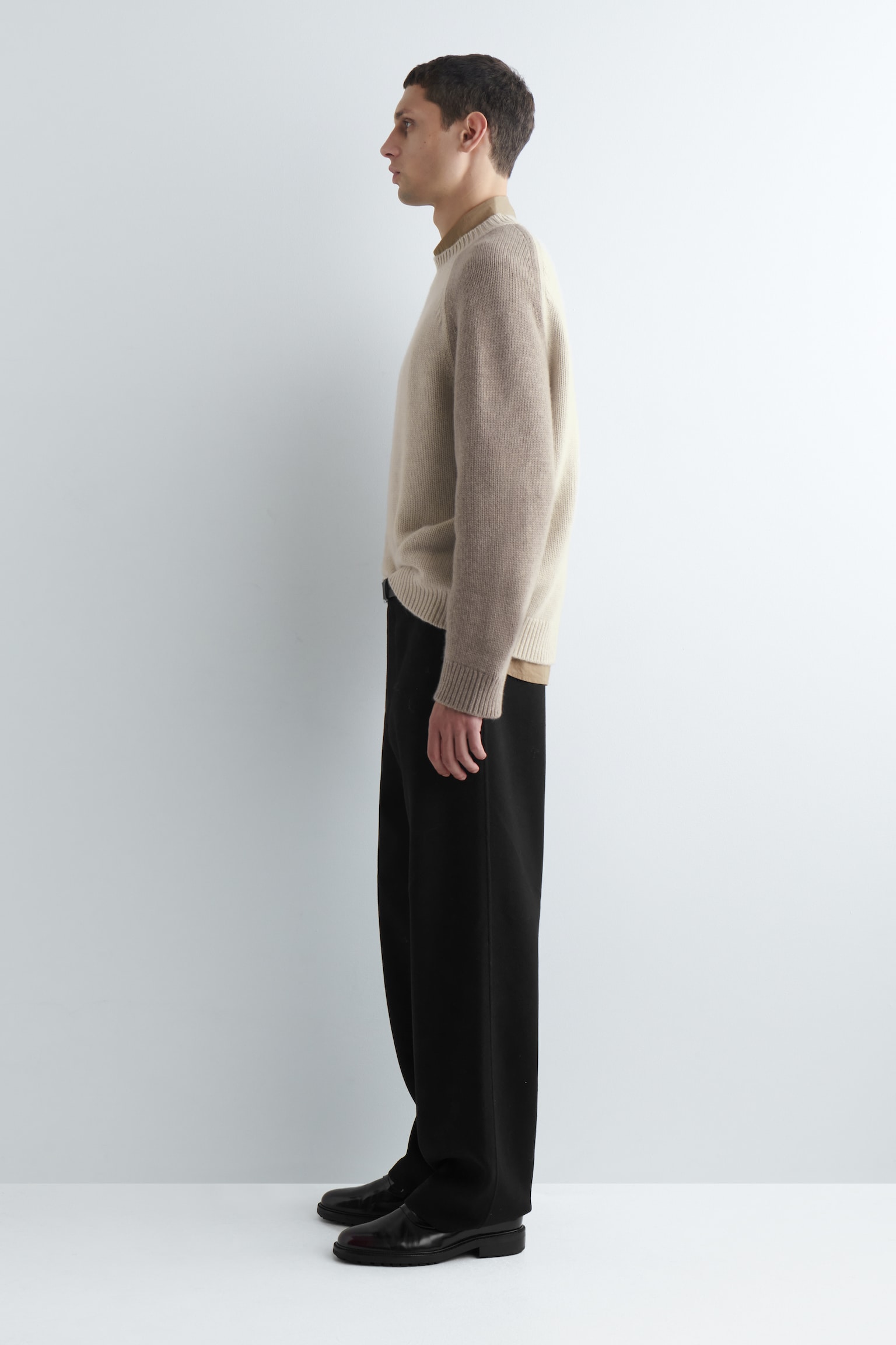 COLOUR-BLOCK CASHMERE JUMPER - BEIGE / TAUPE - 4