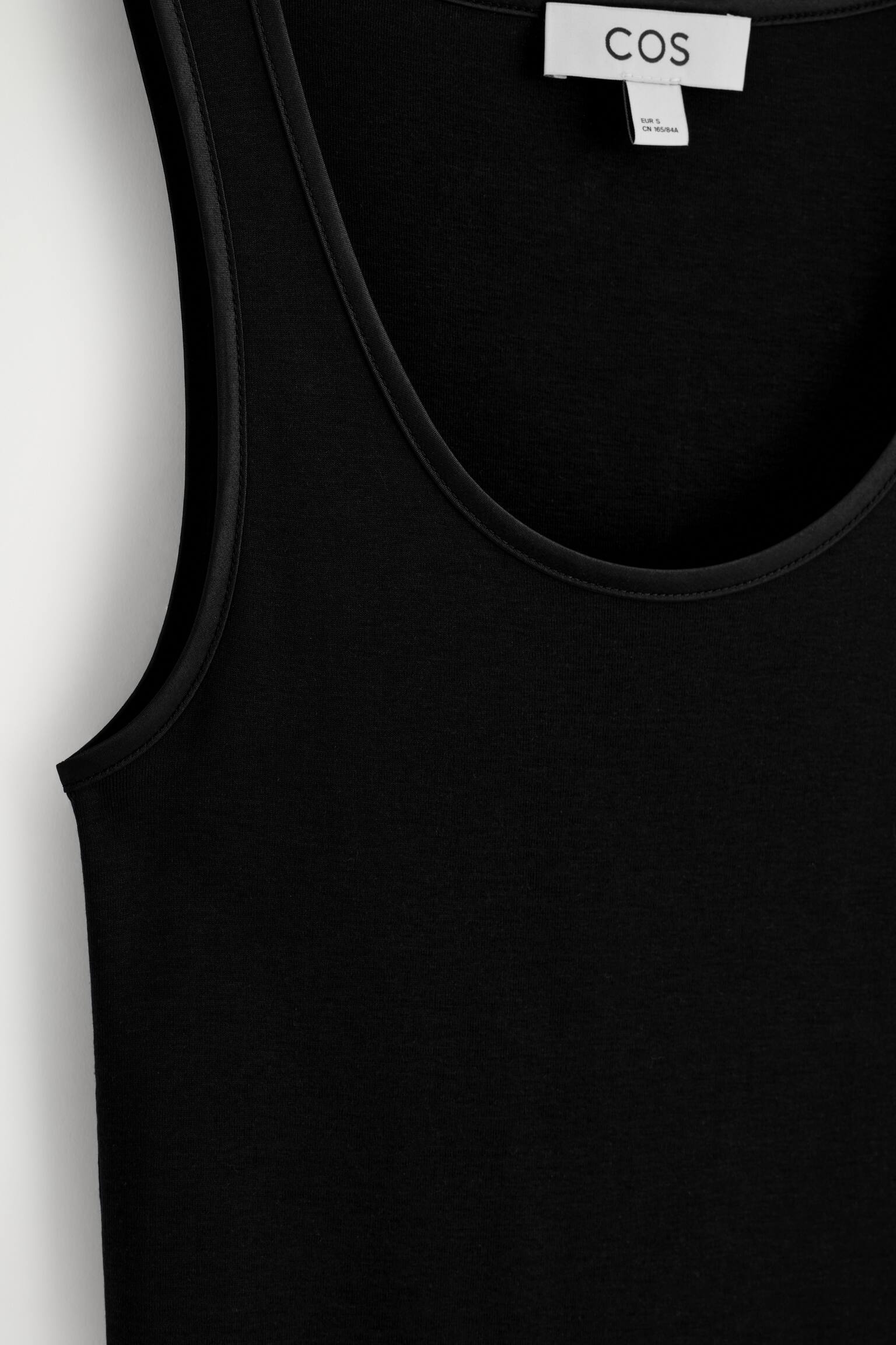 SATIN-TRIMMED COTTON-JERSEY TANK TOP - BLACK/PINK - 6