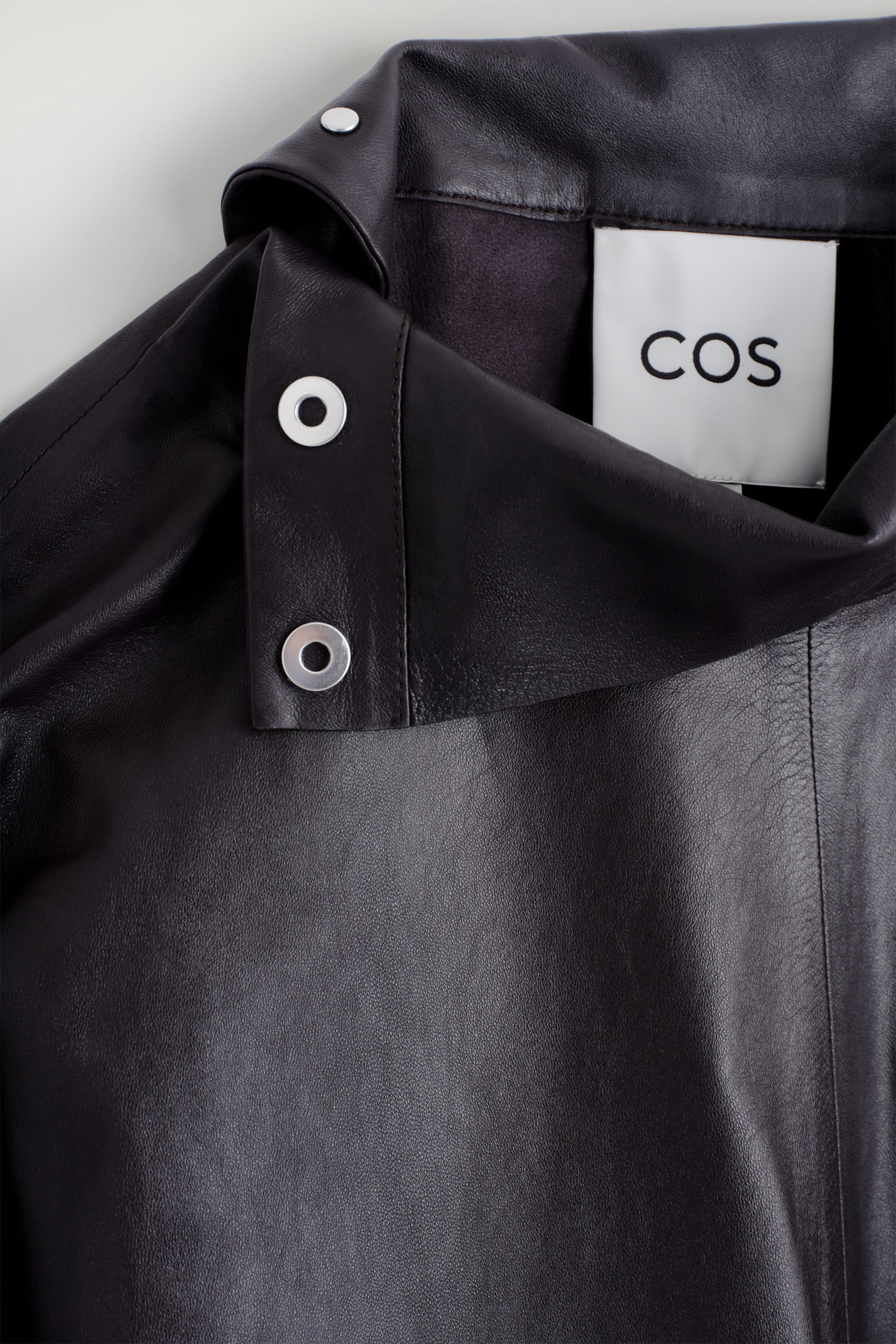 LEATHER FUNNEL-NECK TOP