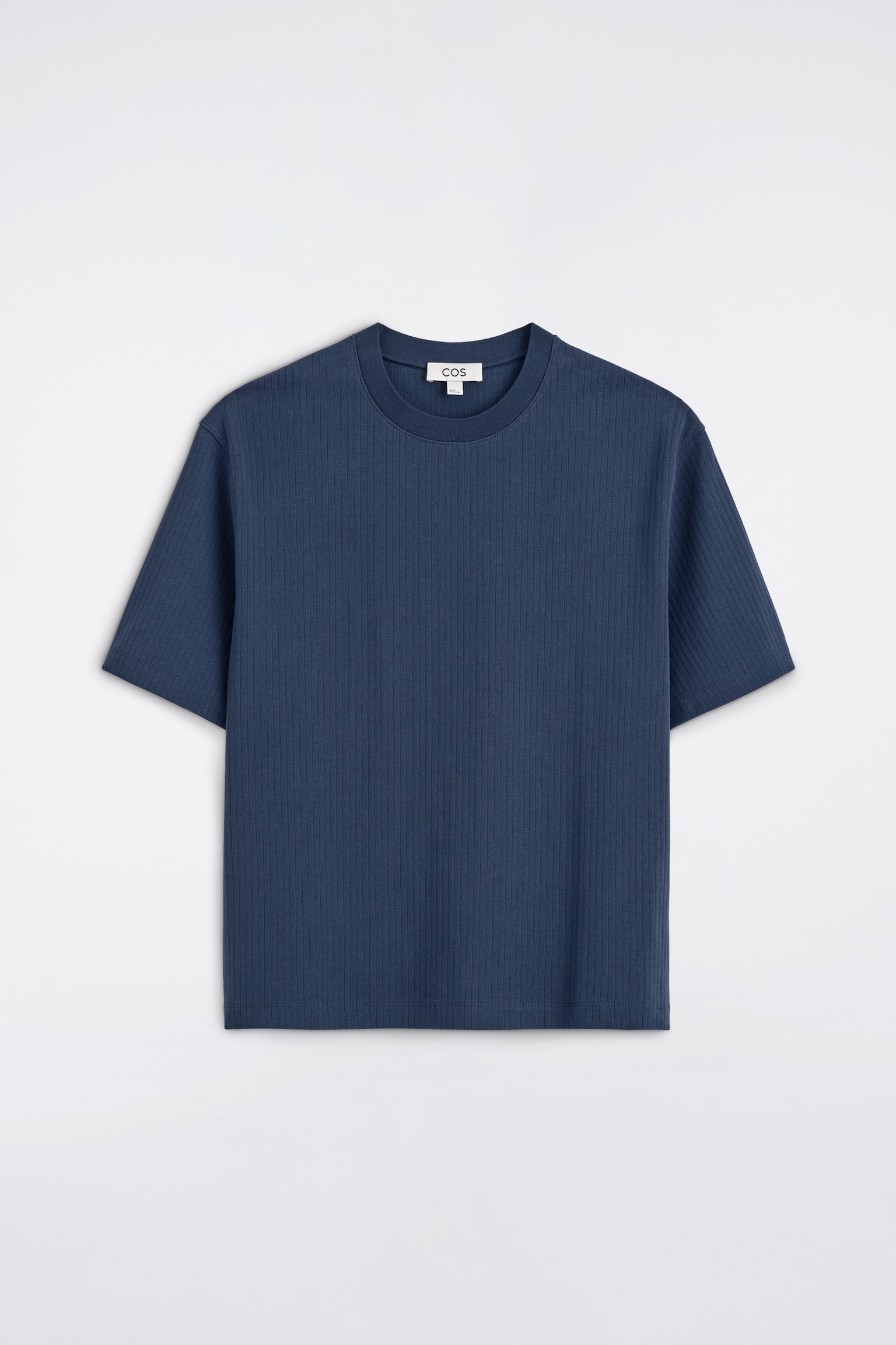RIBBED JERSEY T-SHIRT - כחול נייבי/לבן - 1