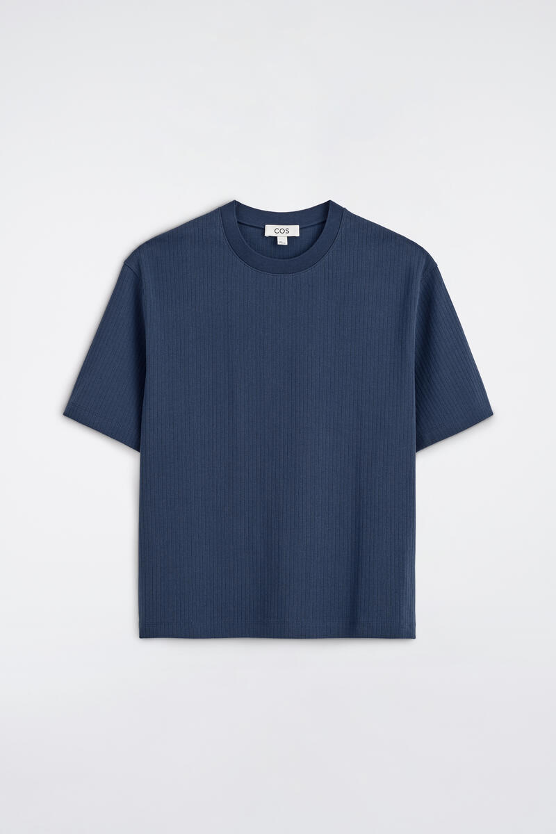 Heavyweight Ribbed T-Shirt in Navy