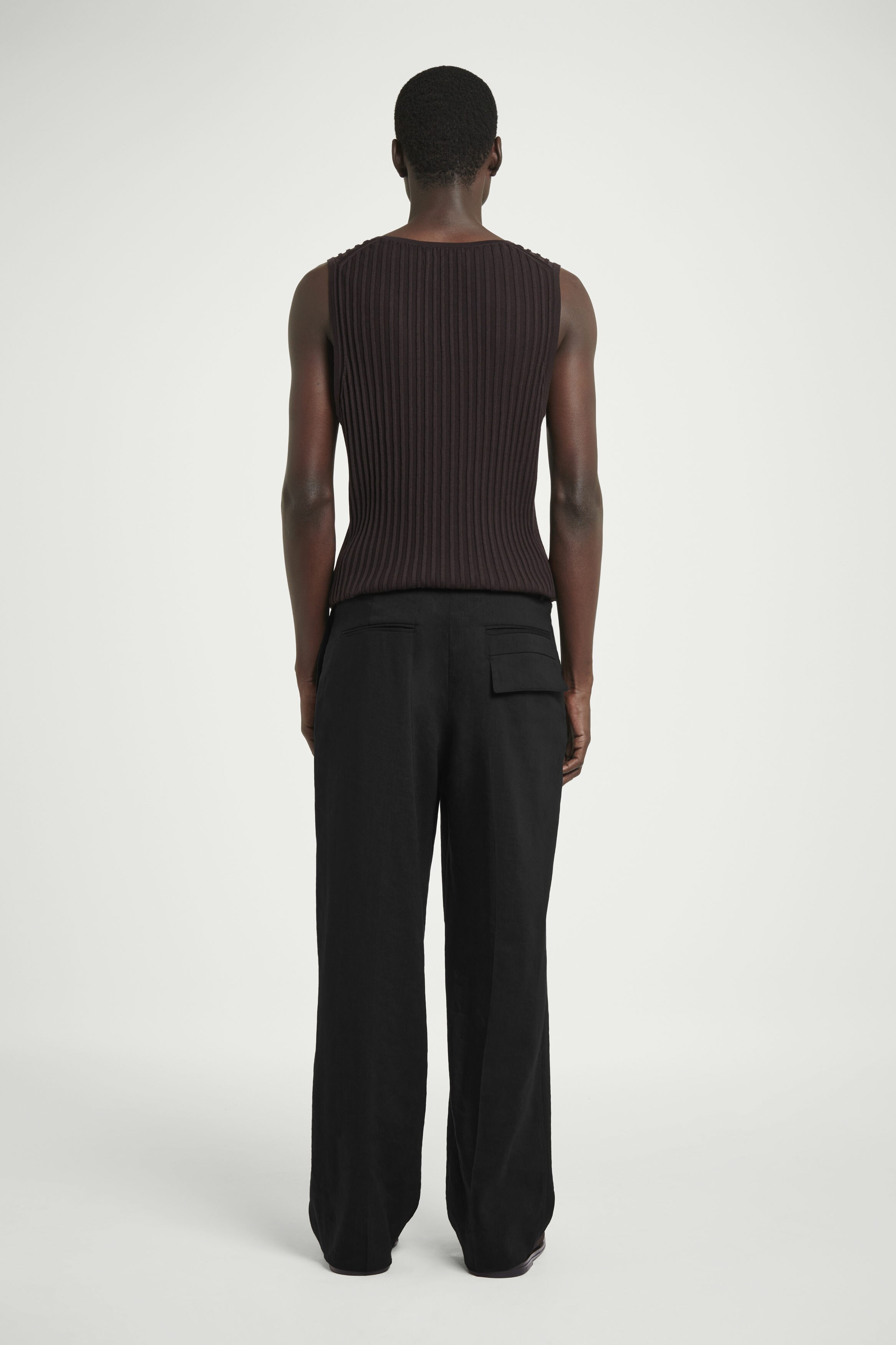 LINEN-BLEND WIDE-LEG PANTS - CARBON | COS