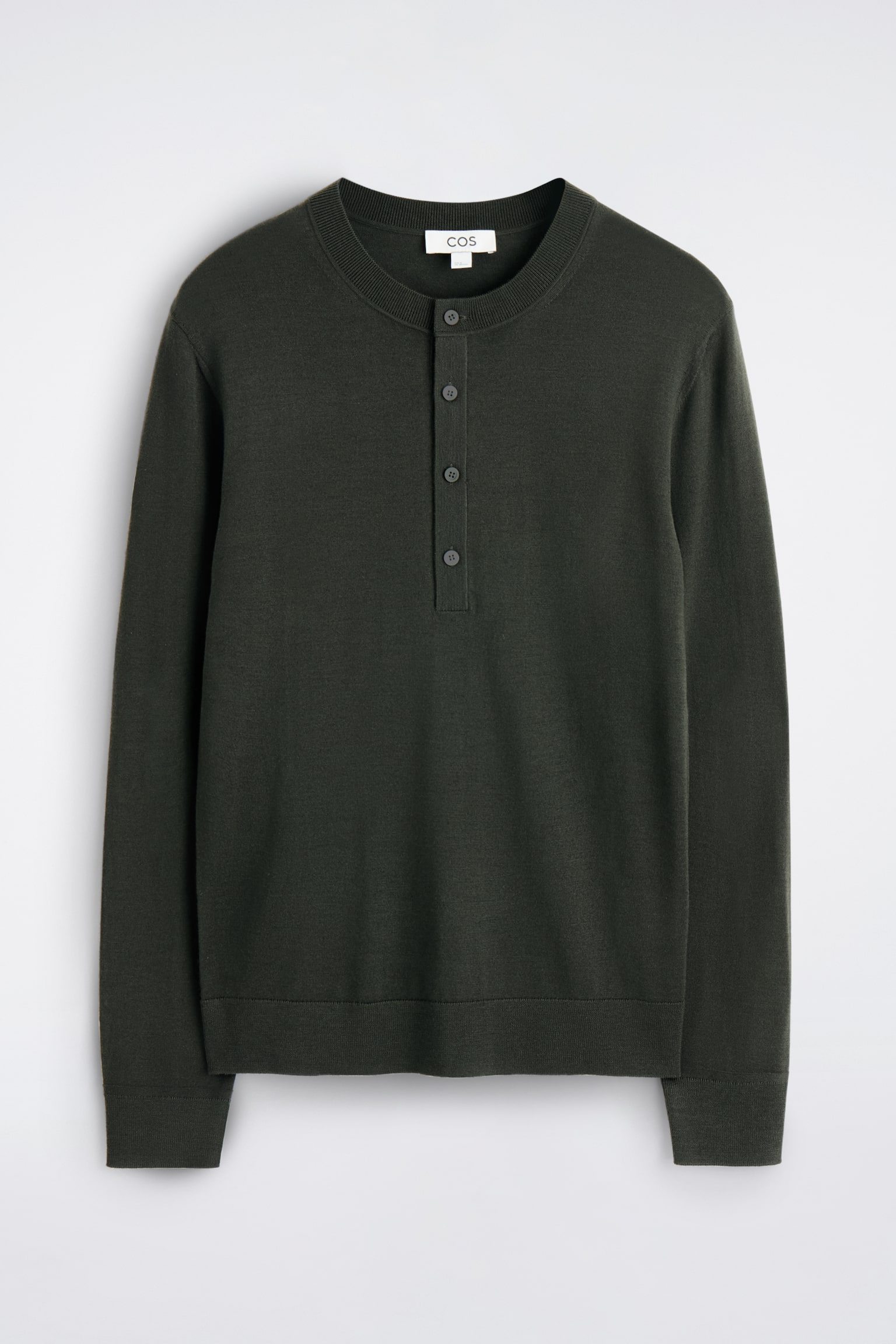 MAGLIA HENLEY SLIM IN LANA MERINO - VERDE SCURO/NERO - 2