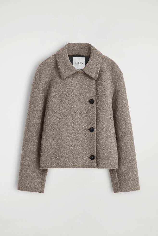 KURZJACKE AUS GEKOCHTEM WOLL-MIX - BEIGE MELIERT/DUNKELGRAU MELIERT - 1