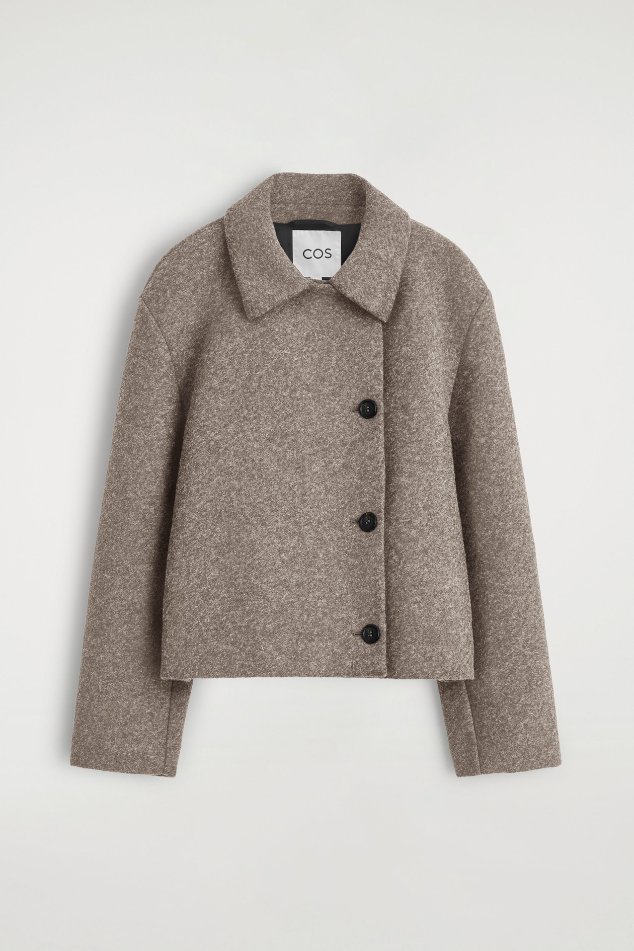 BOILED WOOL-BLEND SHORT JACKET — BEIGE MÉLANGE