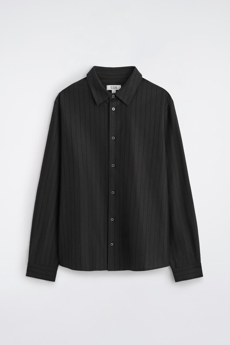 Striped Cotton-Jersey Shirt in Gray
