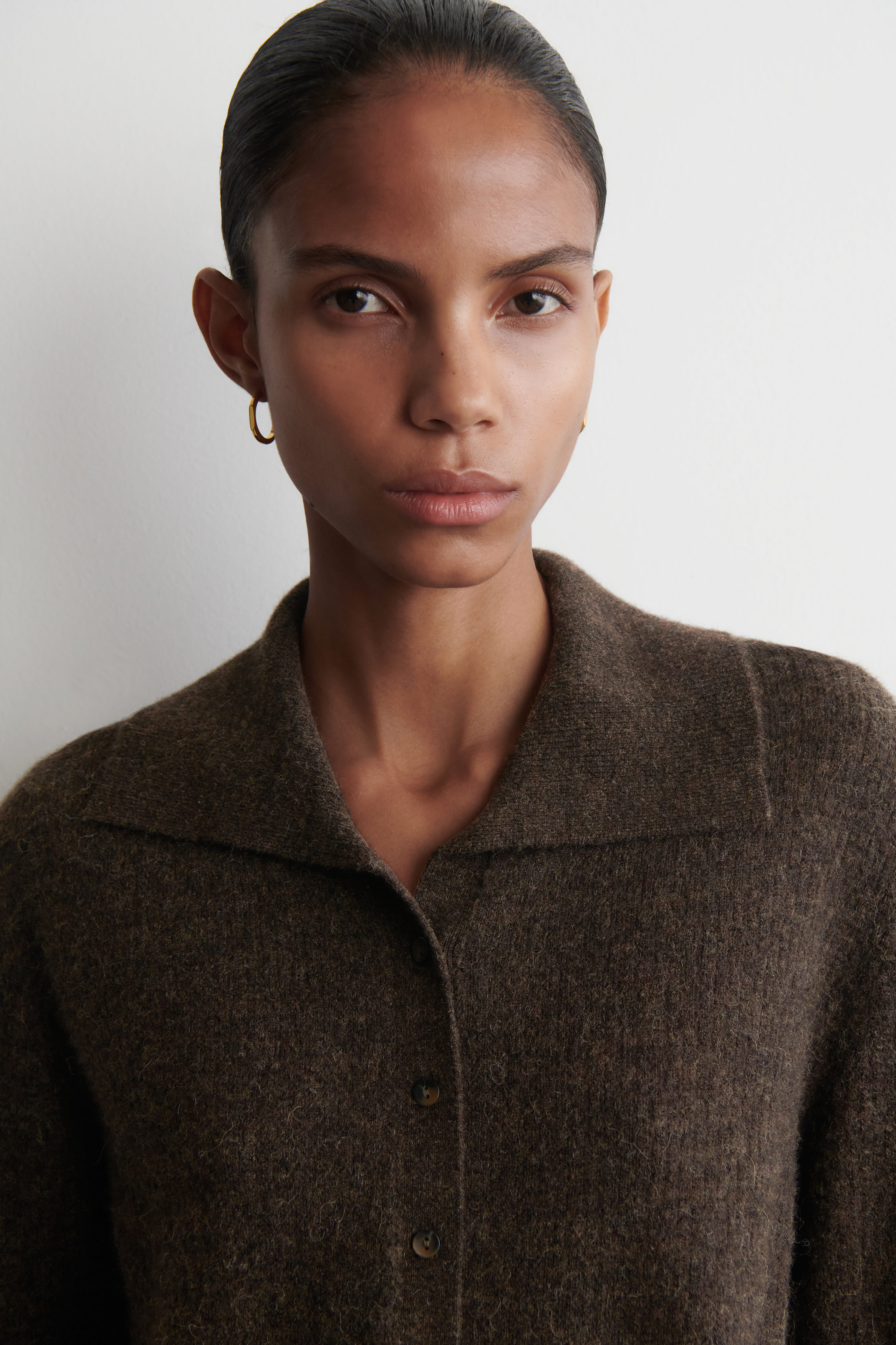 ALPACA MERINO WOOL TURTLENECK CARDIGAN - BROWN MÉLANGE | COS US