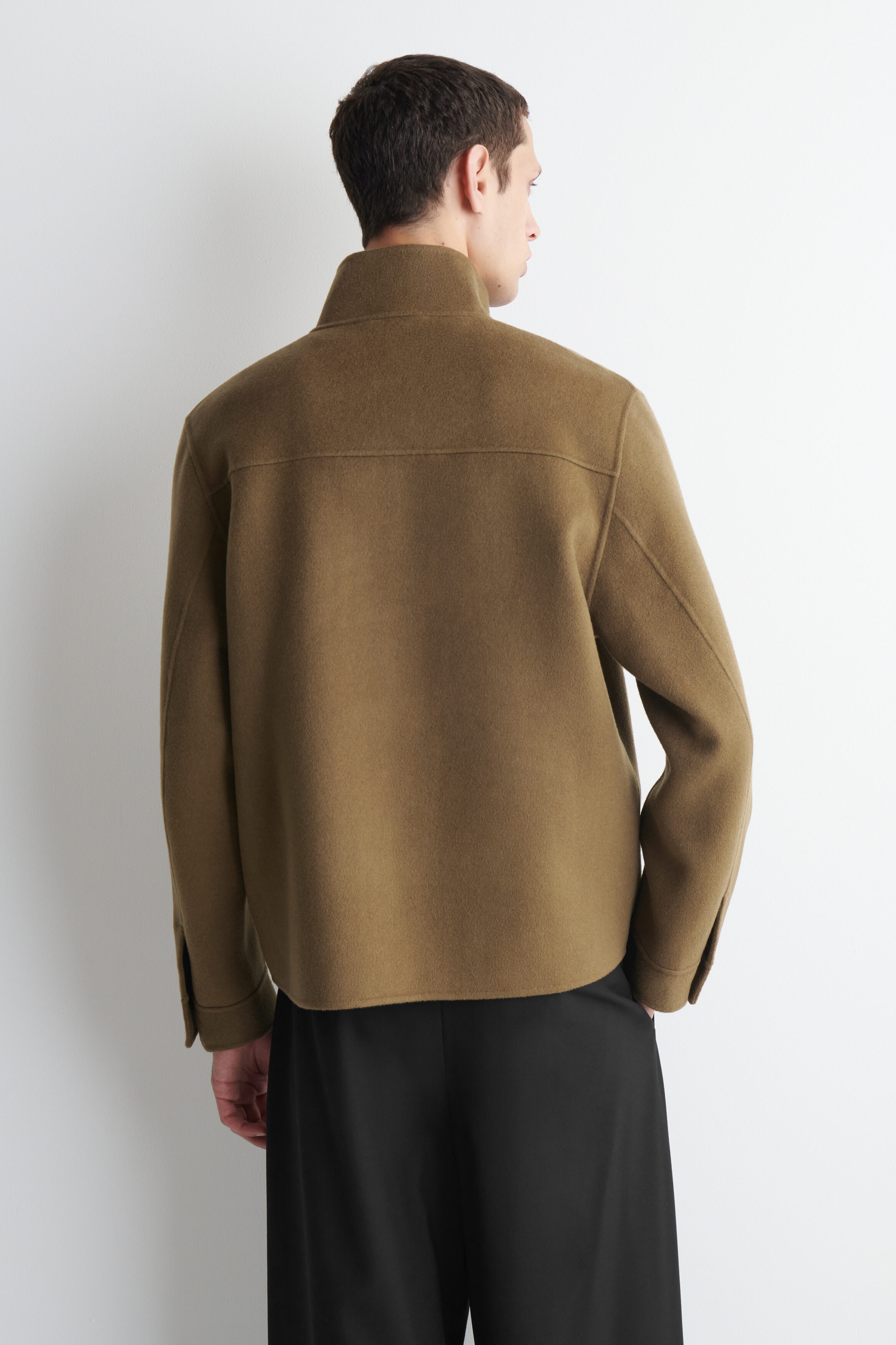 DOUBLE-FACED WOOL MOCK-NECK JACKET - DARK BEIGE | COS US