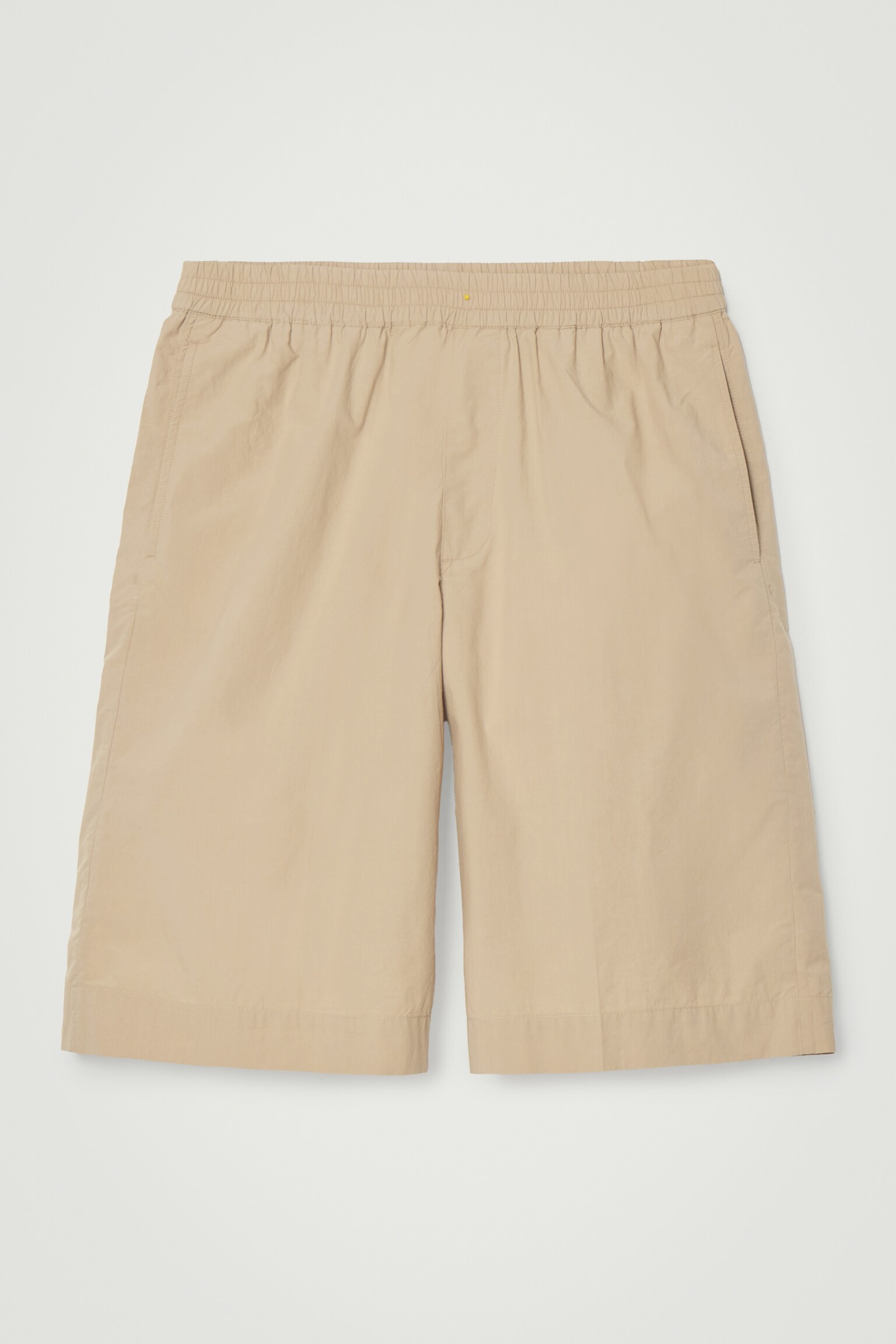 ELASTICATED COTTON SHORTS - BEIGE/NAVY