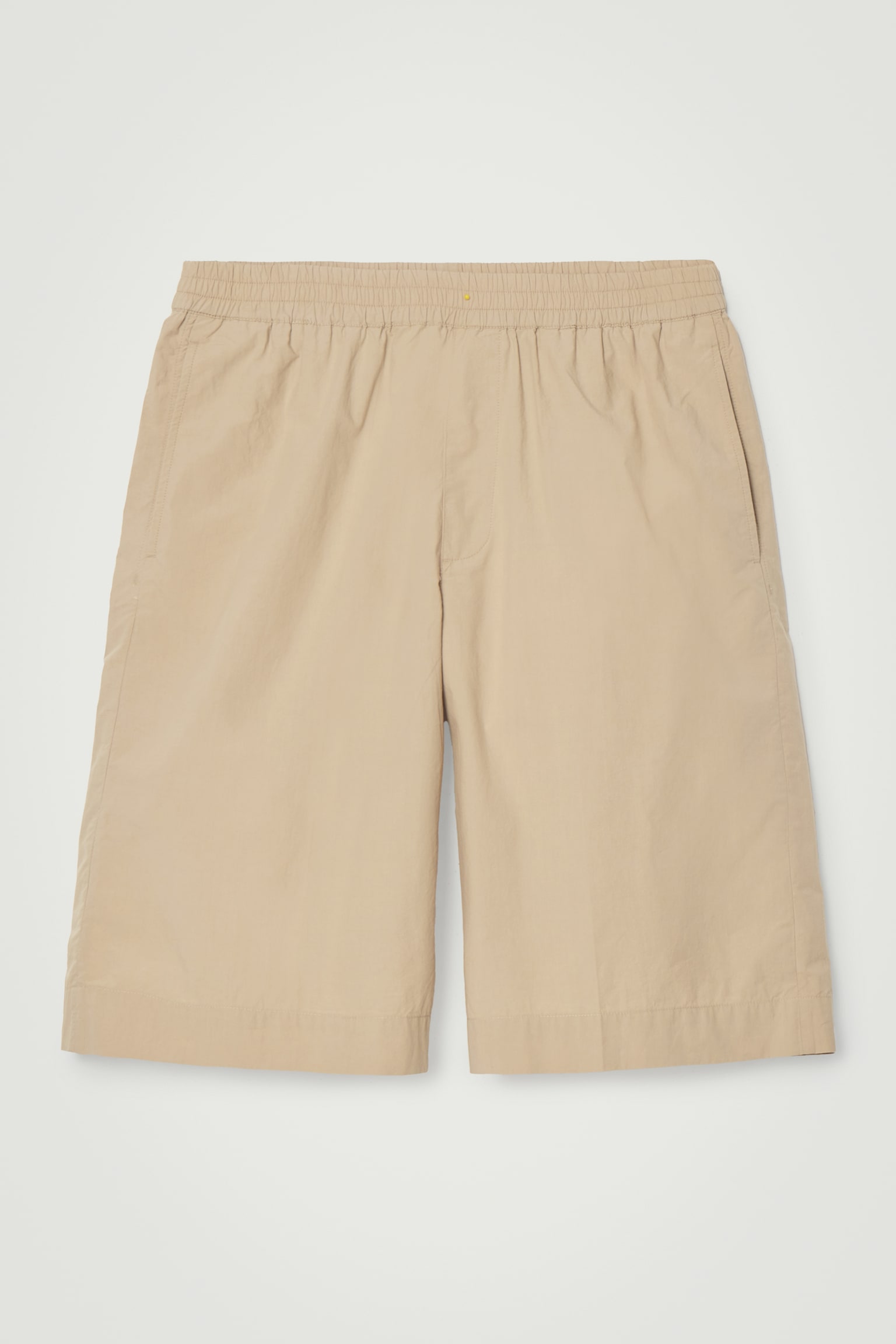 ELASTICATED COTTON SHORTS - BEIGE/NAVY