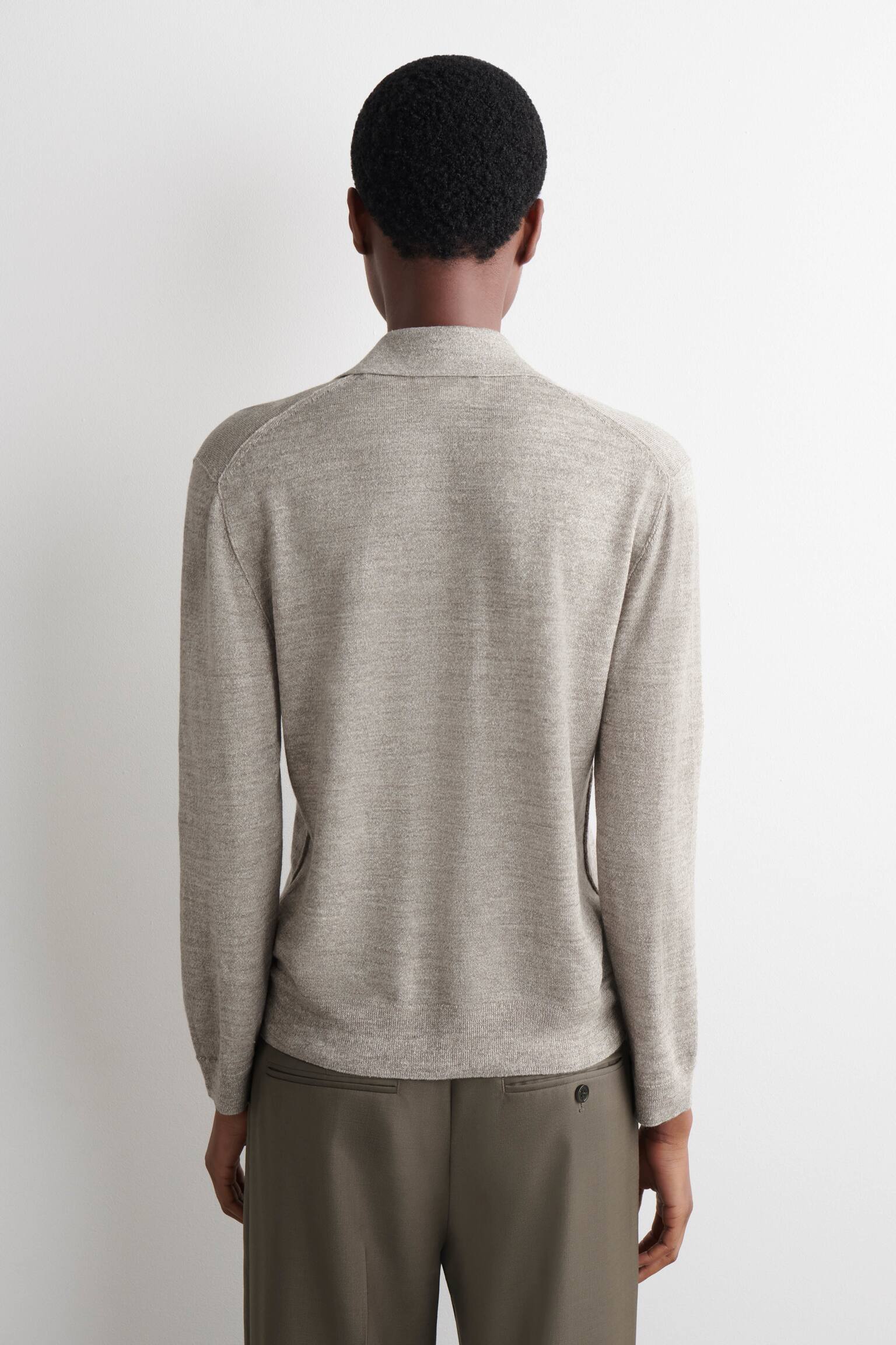 CHEMISE EN MAILLE DE LIN ET MÉRINOS - GRÈGE CHINÉ/NOIR - 8