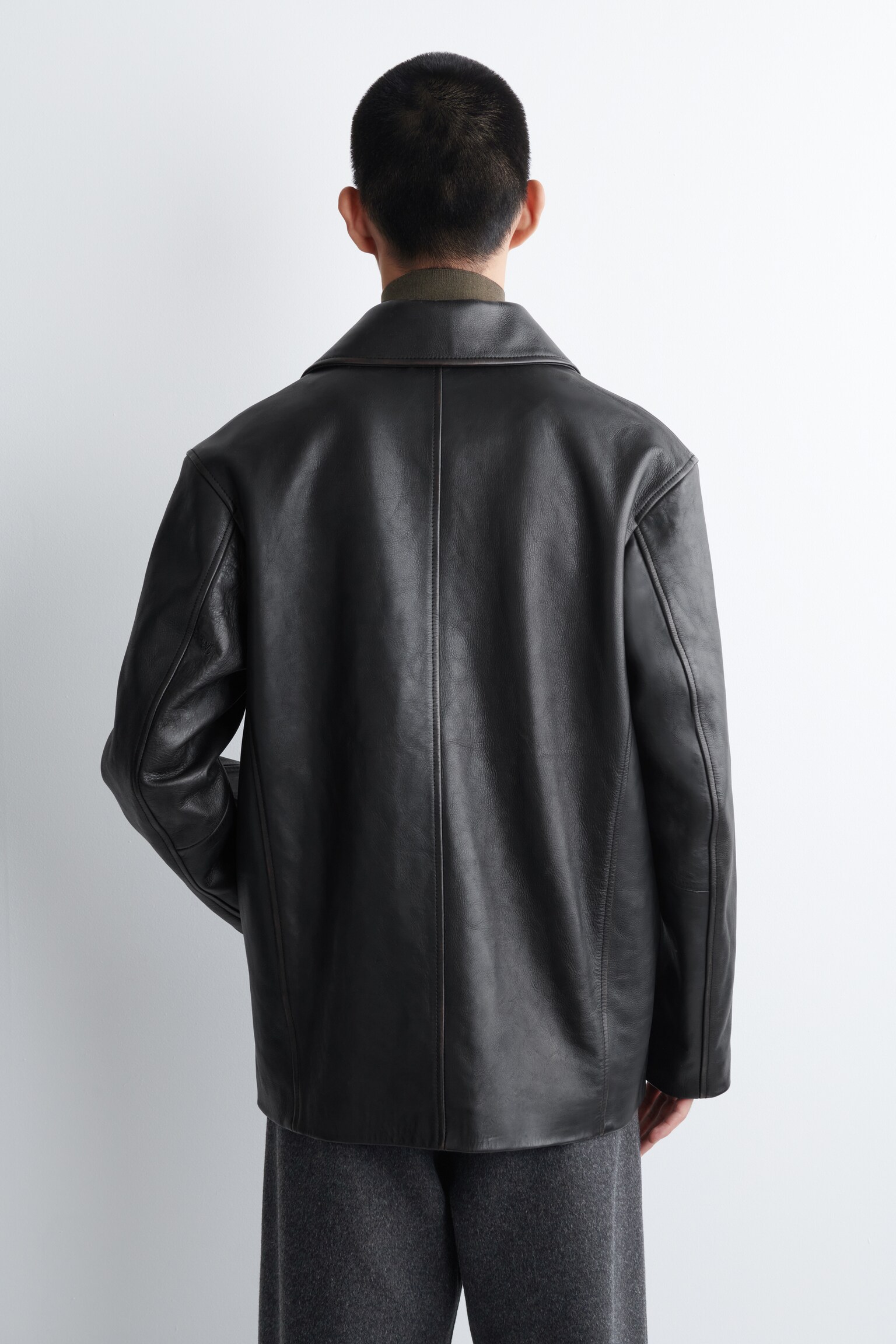 VESTE EN CUIR PATINÉ - NOIR - 6