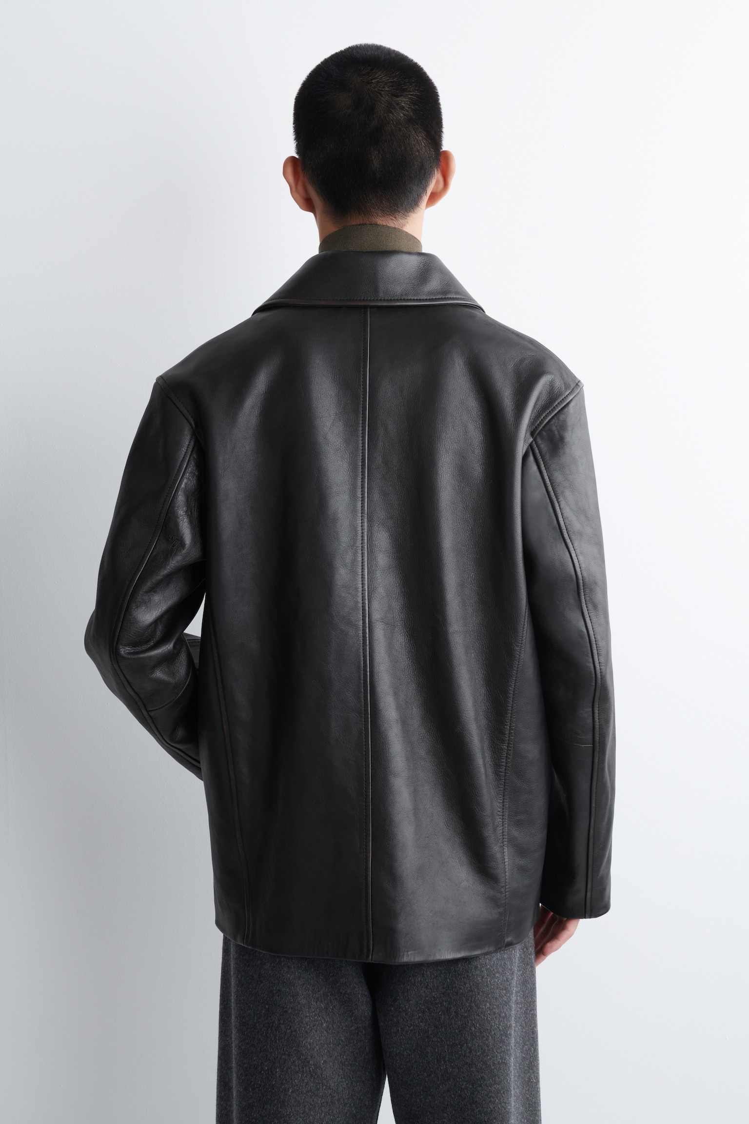 BURNISHED-LEATHER JACKET - BLACK - 4