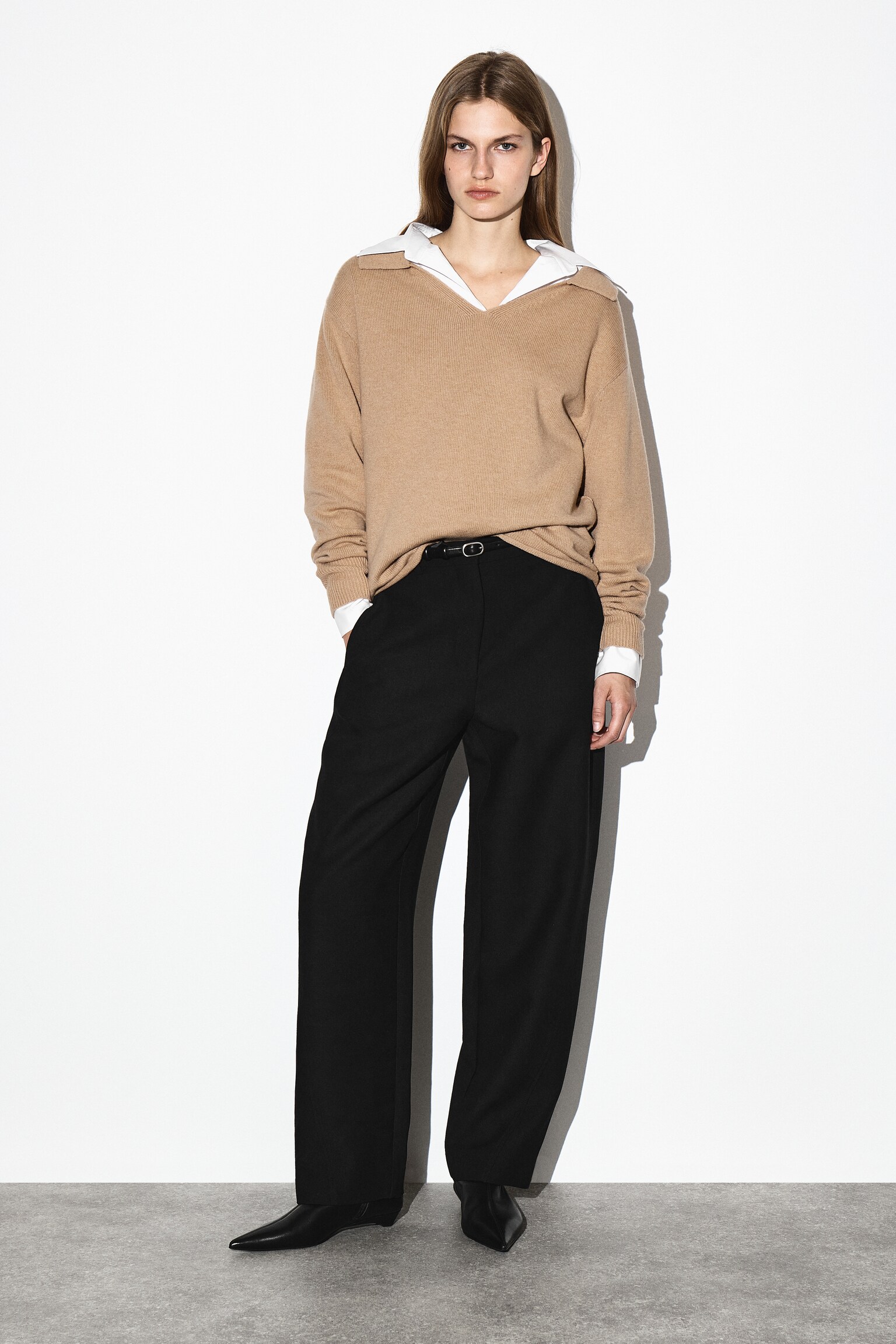 PULL POLO EN LAINE MÉRINOS - BEIGE CHINÉ/NOIR/IVOIRE - 6