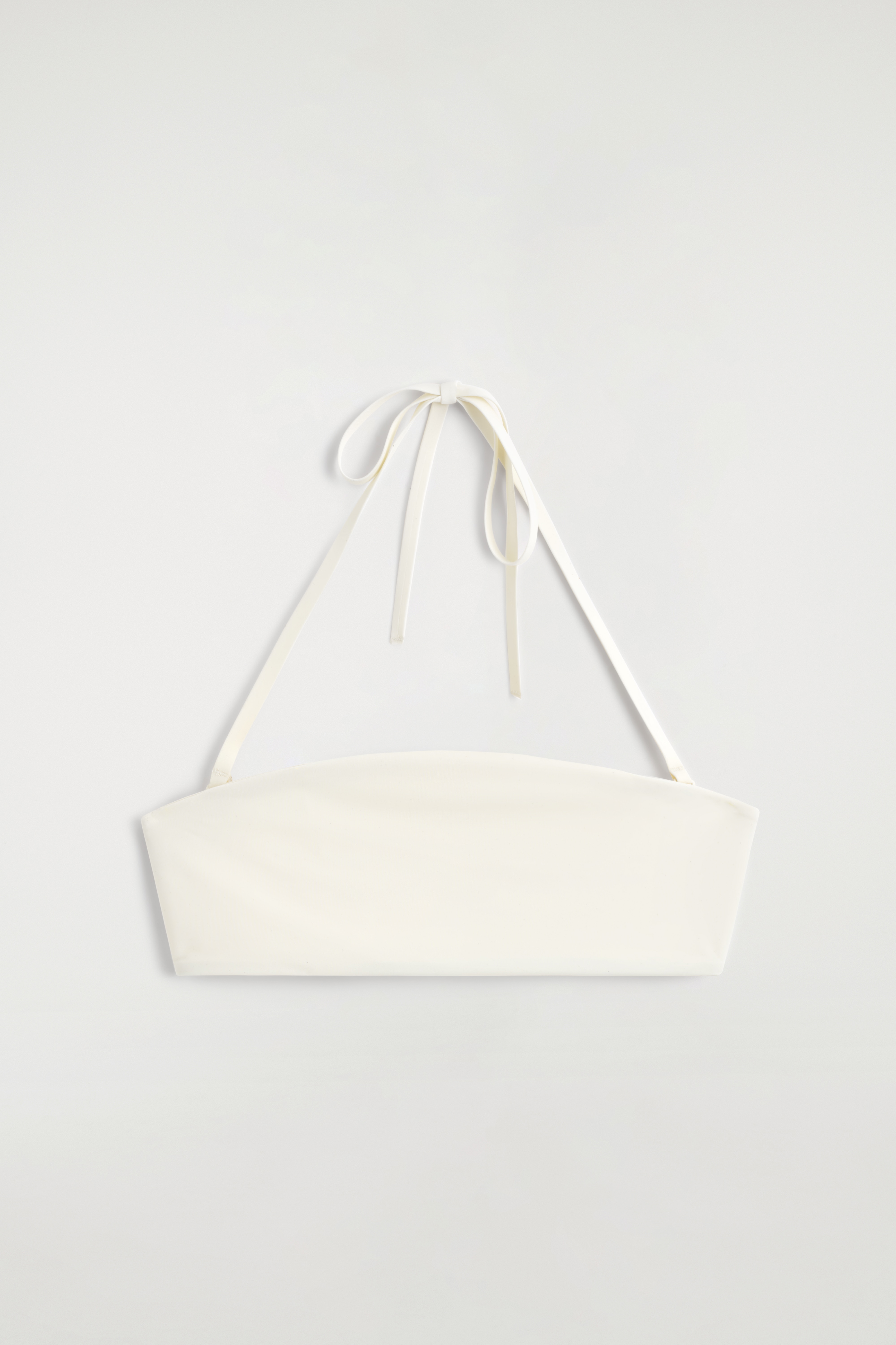 TOP DE BIKINI ESTILO BANDEAU - BLANCO/CAQUI