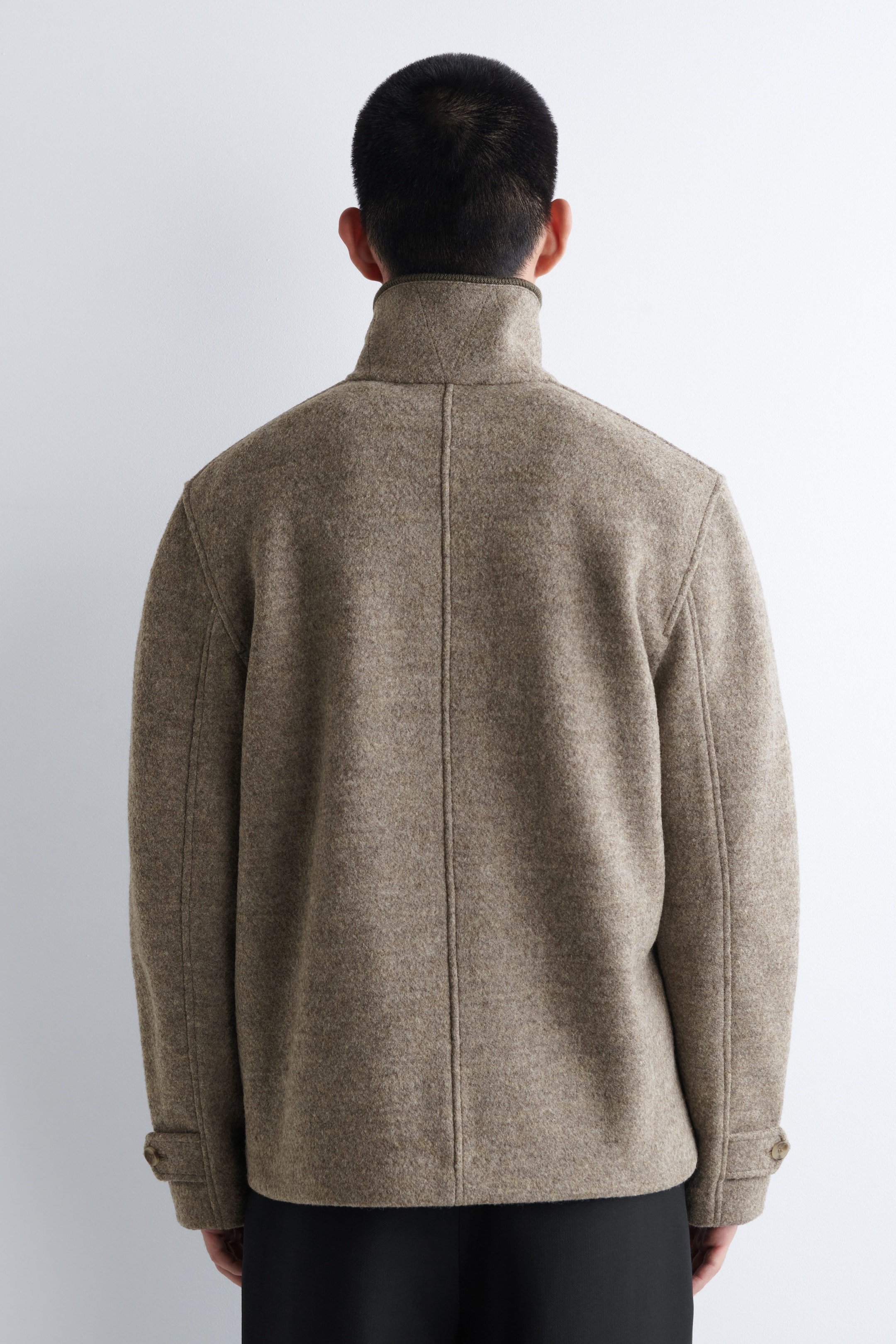 RIBBED-COLLAR BOILED-WOOL JACKET