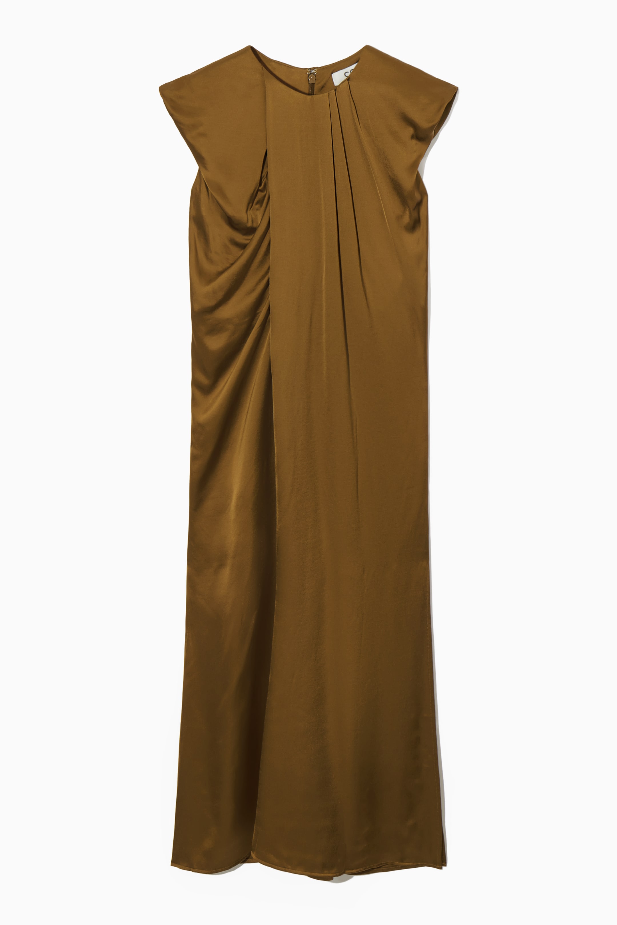 View larger image: DRAPED CAP-SLEEVE MIDI DRESS - BROWN - Ladies | H&M GB 1
