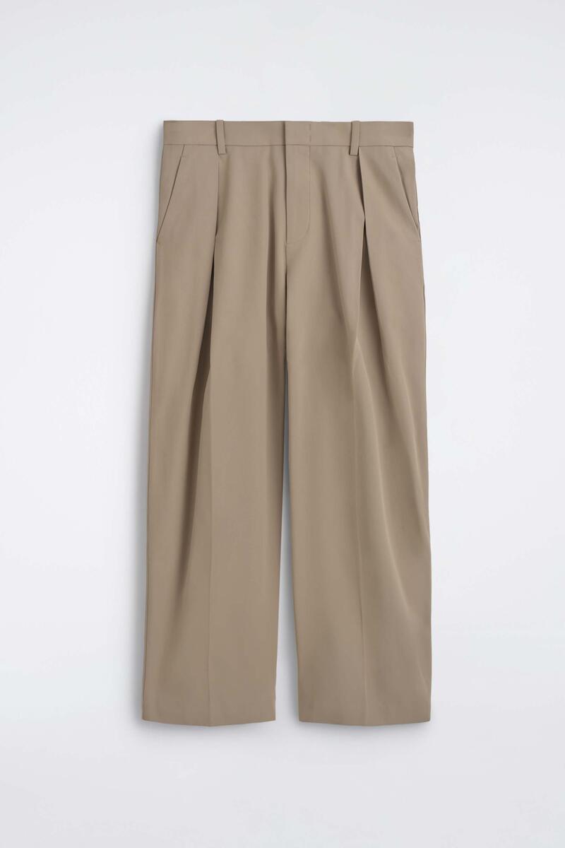 Pleated Cotton Relaxed-Fit Wide-Leg Pants