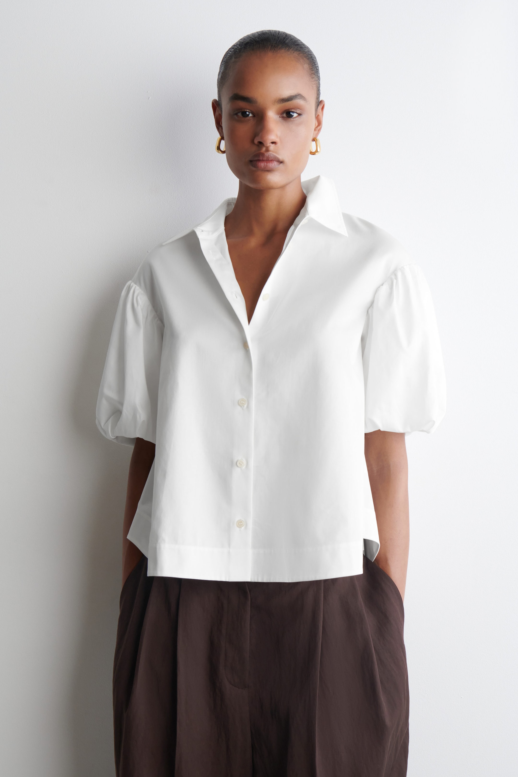 PUFF-SLEEVE COTTON SHIRT