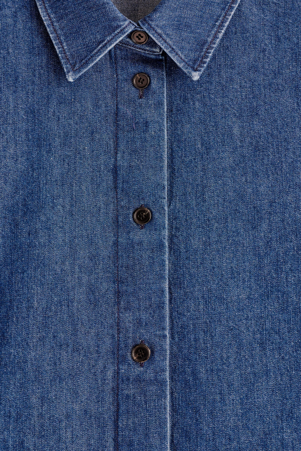 BOXY SHORT-SLEEVED DENIM SHIRT — DARK BLUE