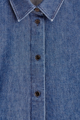 BOXY SHORT-SLEEVED DENIM SHIRT — DARK BLUE 6