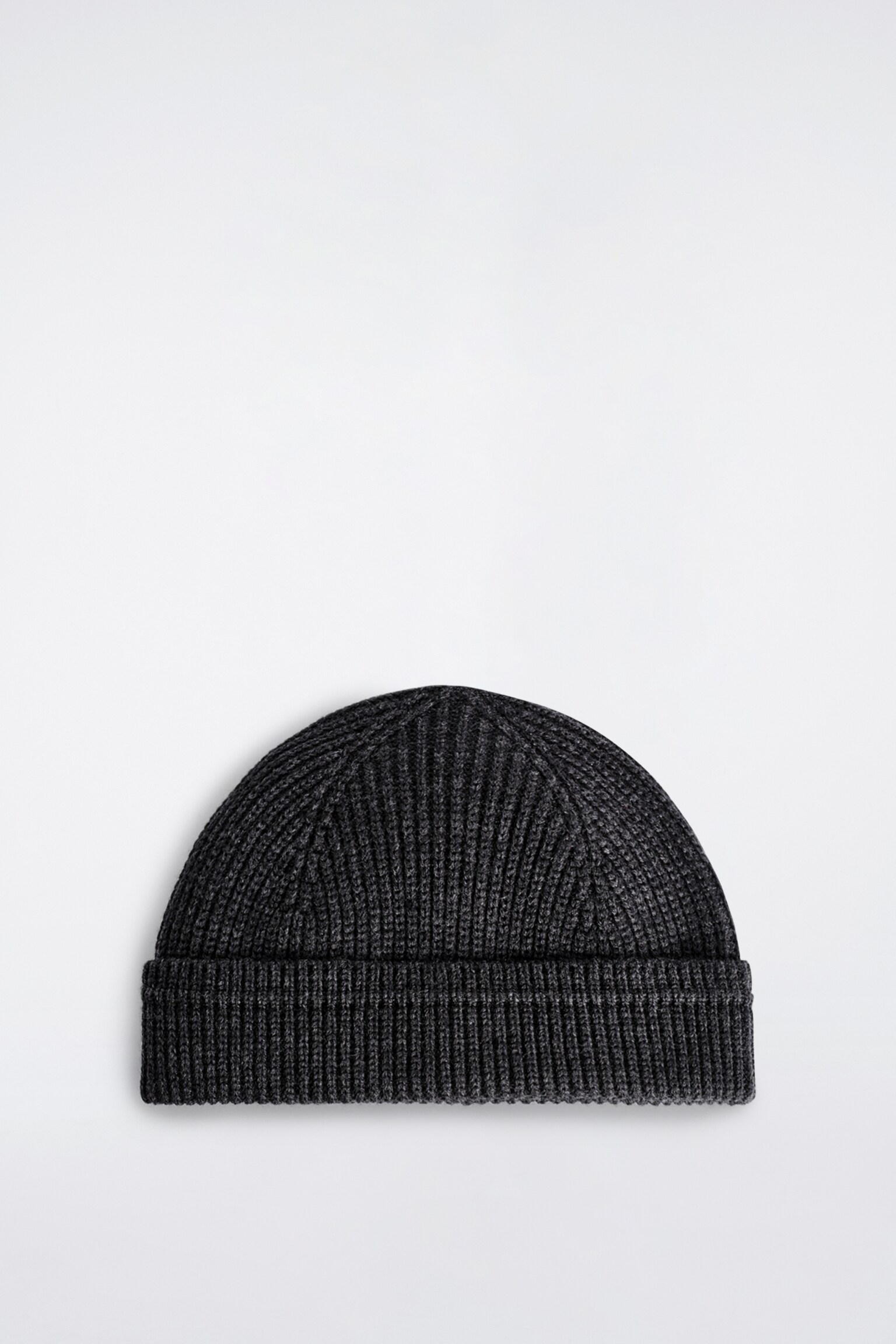 GERIPPTE FISHERMAN-BEANIE AUS WOLL-BAUMWOLL-MIX - ANTHRAZITGRAU MELIERT/DUNKLES KHAKI - 2