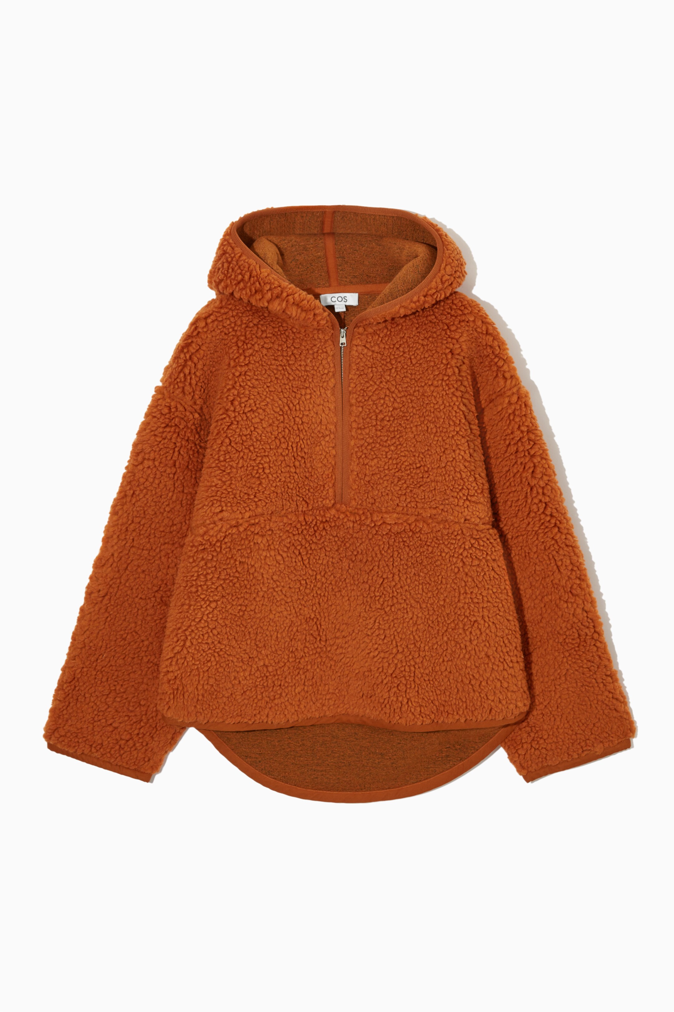 Grotere afbeelding bekijken: TEDDY HALF-ZIP HOODIE - DARK ORANGE - DAMES | H&M NL 1