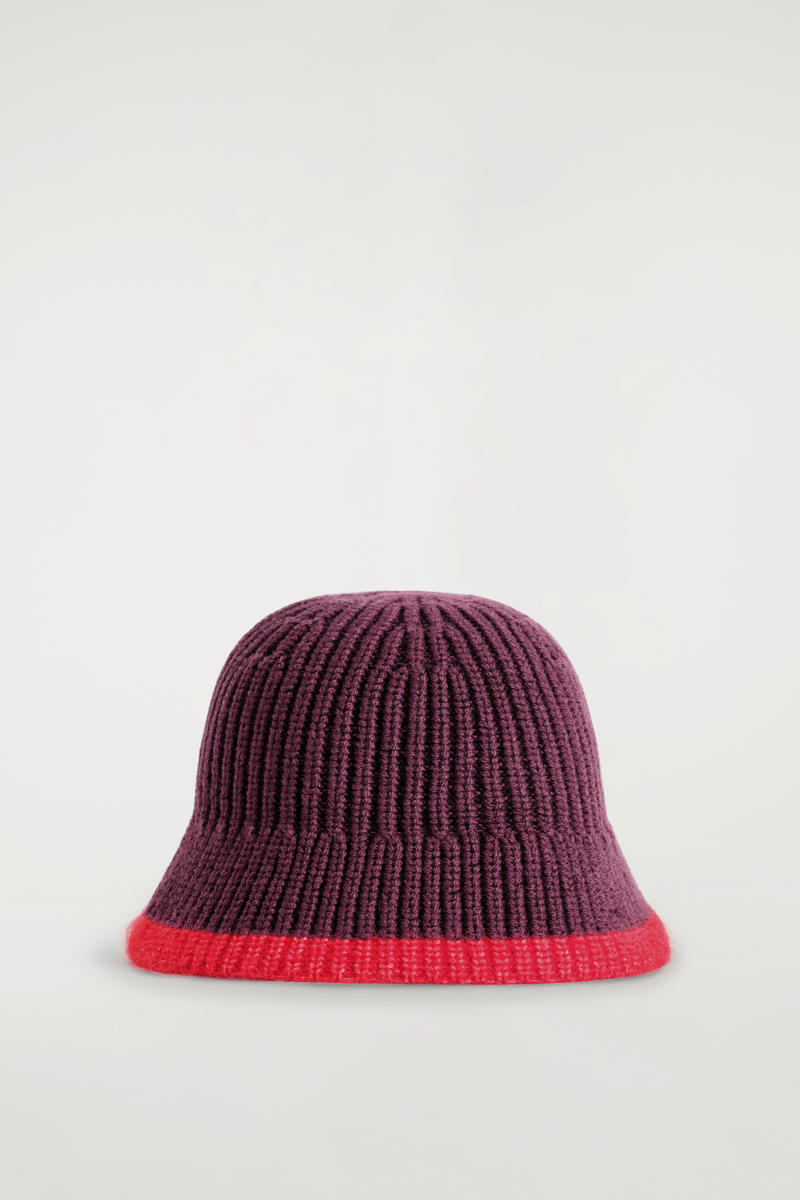 Cos Contrast-tipped Wool-mohair Bucket Hat In Red