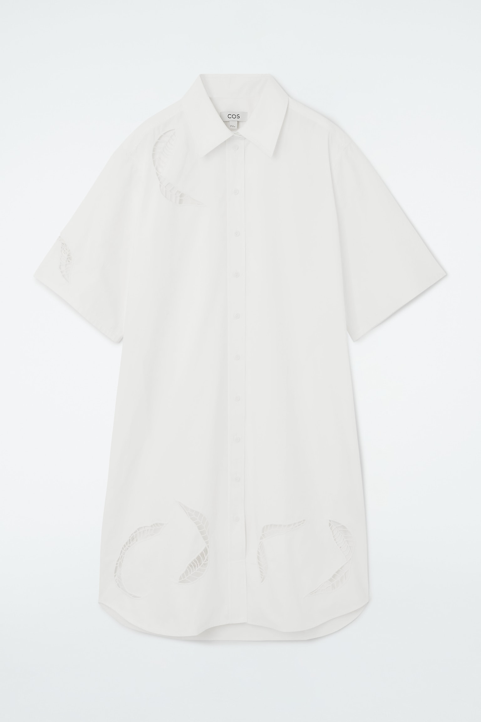 BRODERIE ANGLAISE MIDI SHIRT DRESS - WHITE
