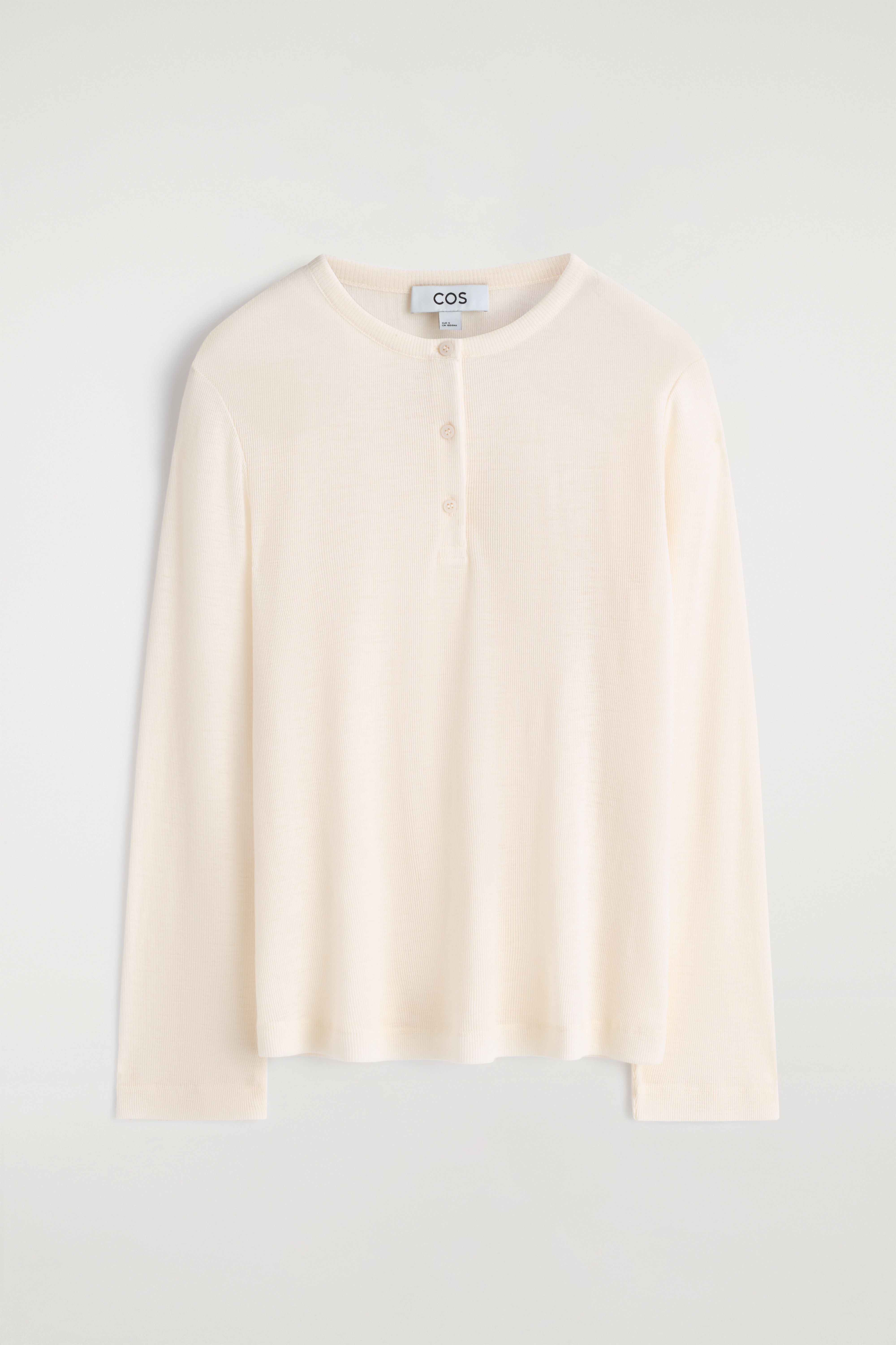 RIBBED WOOL HENLEY TOP - IVORY/BROWN MÉLANGE