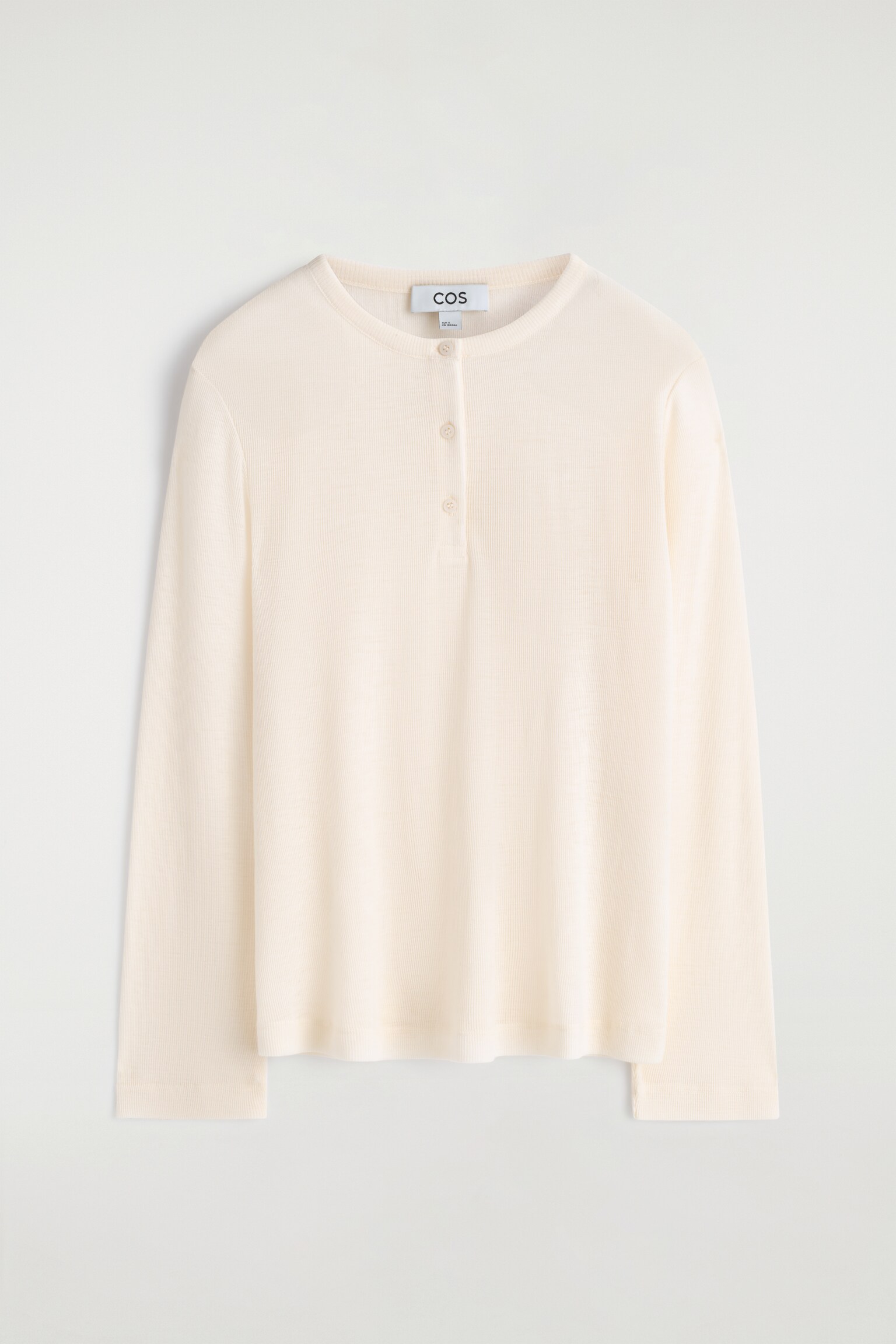 RIBBED WOOL HENLEY TOP - IVORY/BROWN MÉLANGE - 2