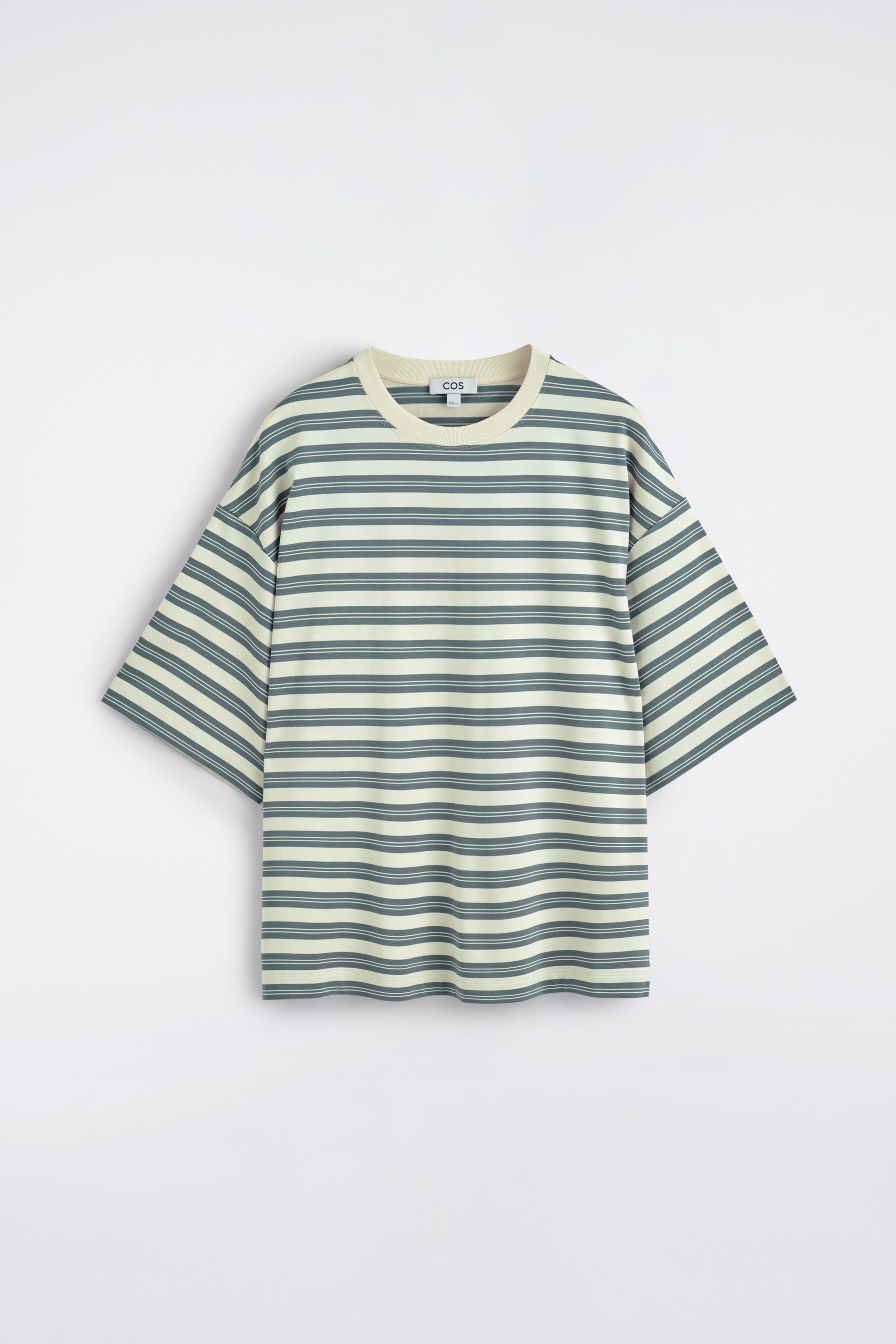 OVERSIZE T-SHIRT I RANDIG BOMULLSJERSEY - BLÅ/OFFWHITE-RANDIG