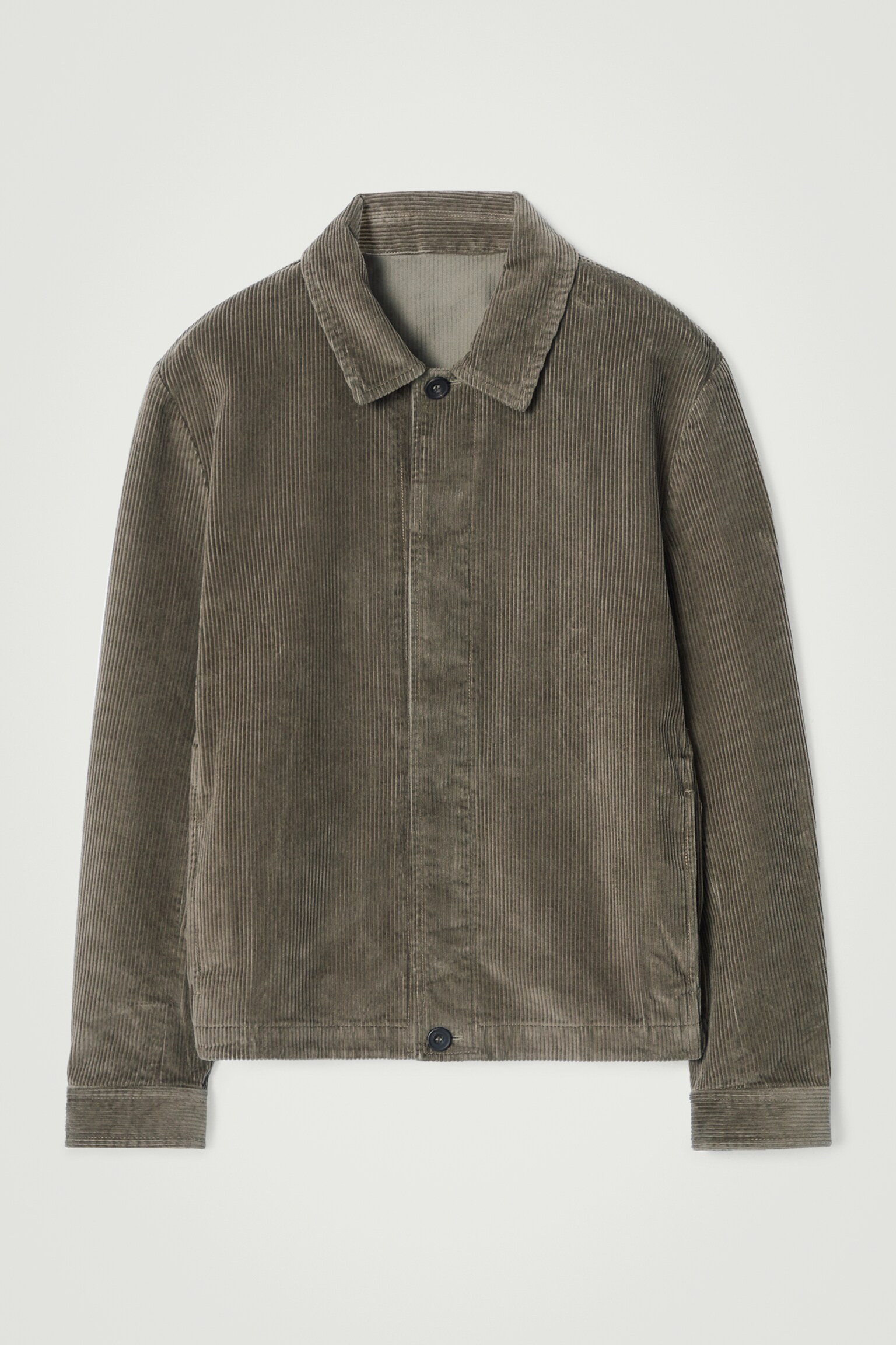 RELAXED COTTON-CORDUROY OVERSHIRT - DARK KHAKI/BLACK