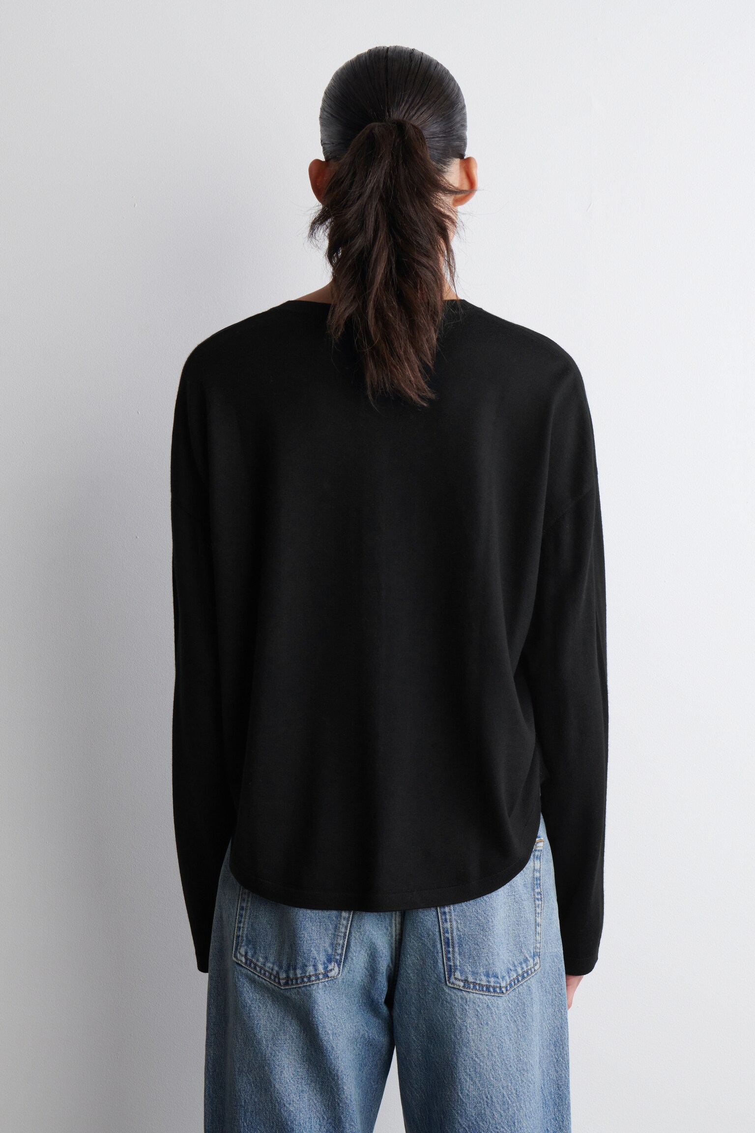 CARDIGAN À OURLET CIRCULAIRE EN LAINE MÉRINOS - NOIR/BRUN ROUILLE/GRIS CHINÉ - 6