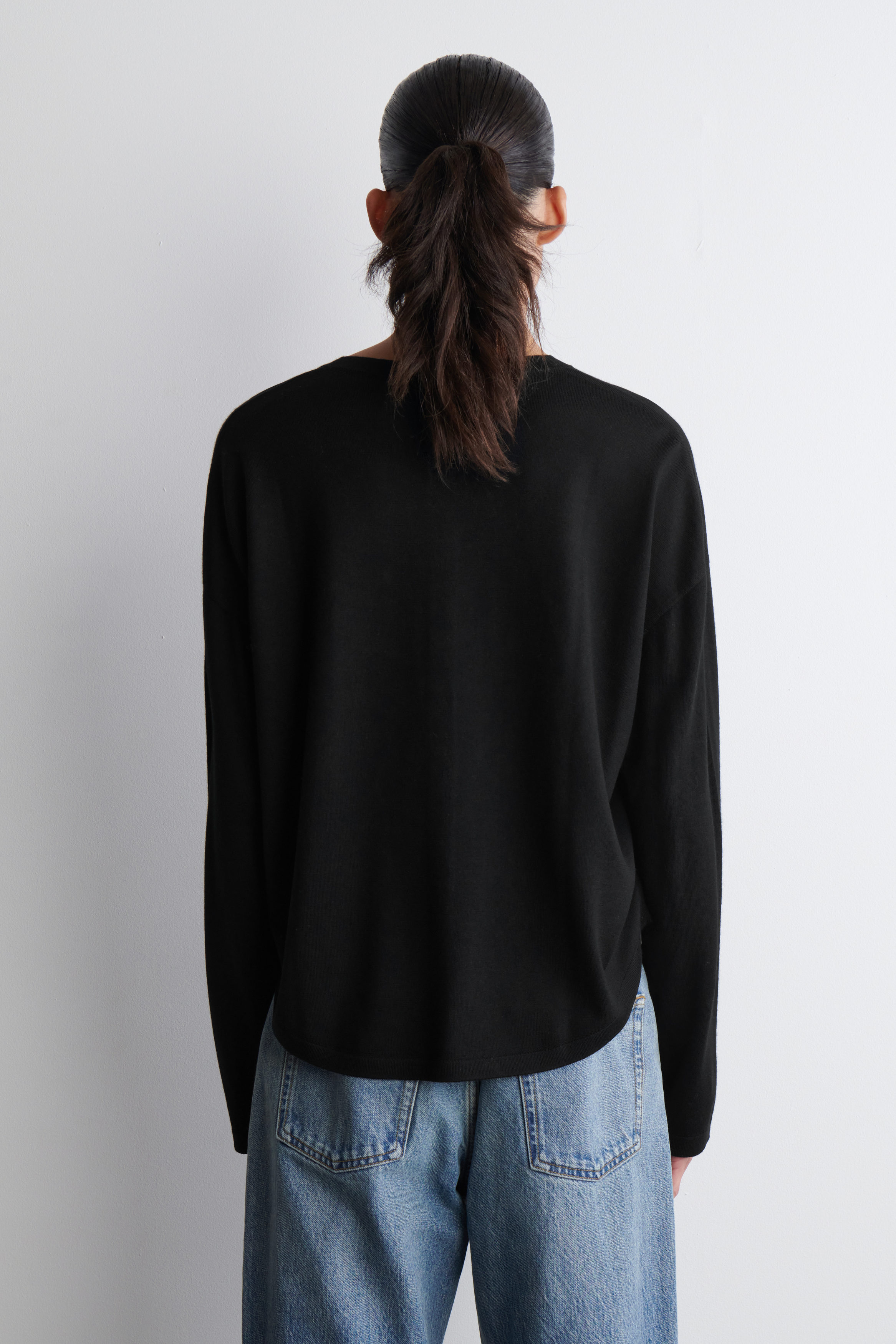 CIRCLE-CUT MERINO WOOL CARDIGAN - BLACK | COS