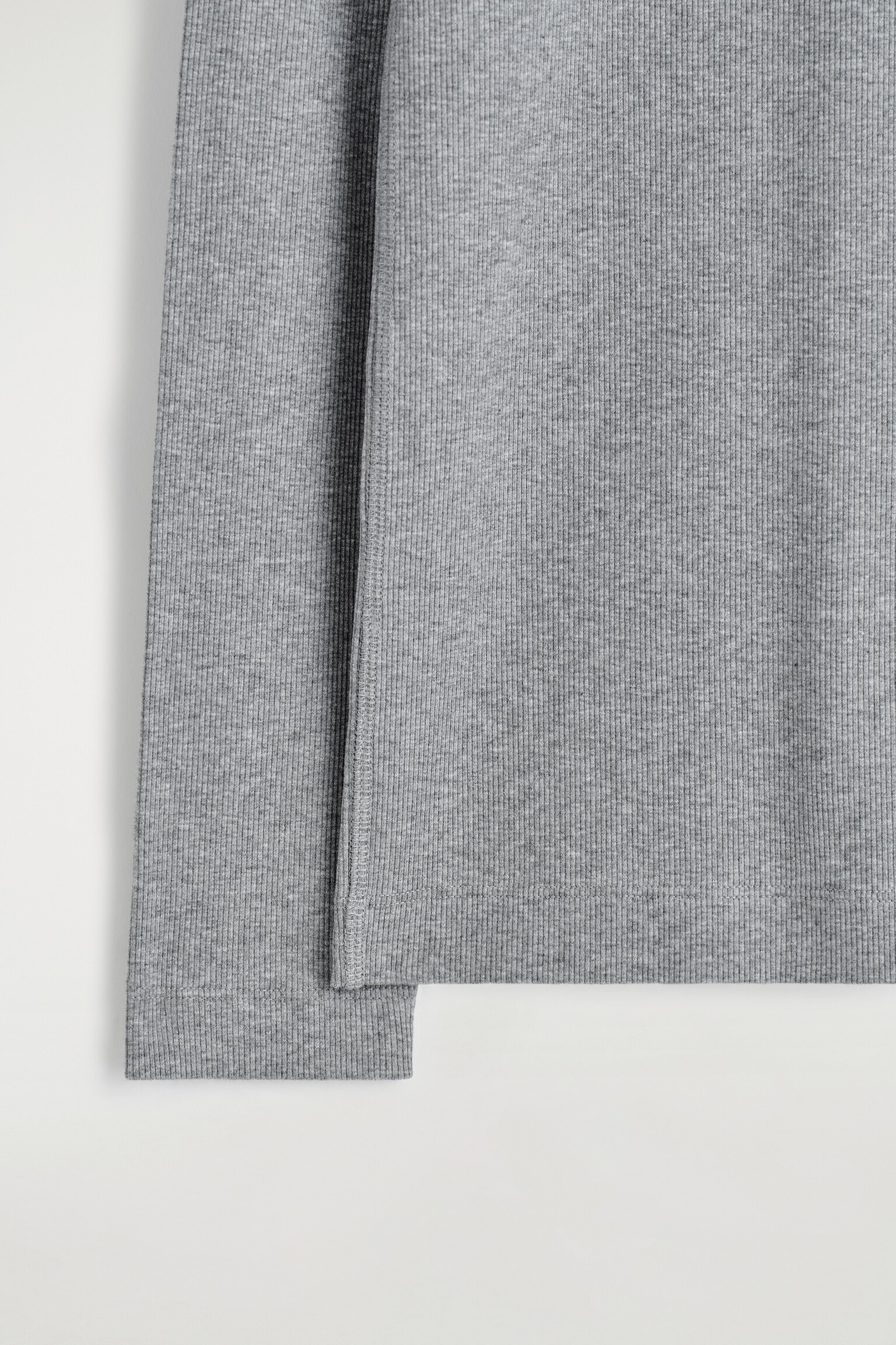 RIBBED JERSEY LONG-SLEEVED TOP - GREY MÉLANGE/WHITE/BLACK - 5
