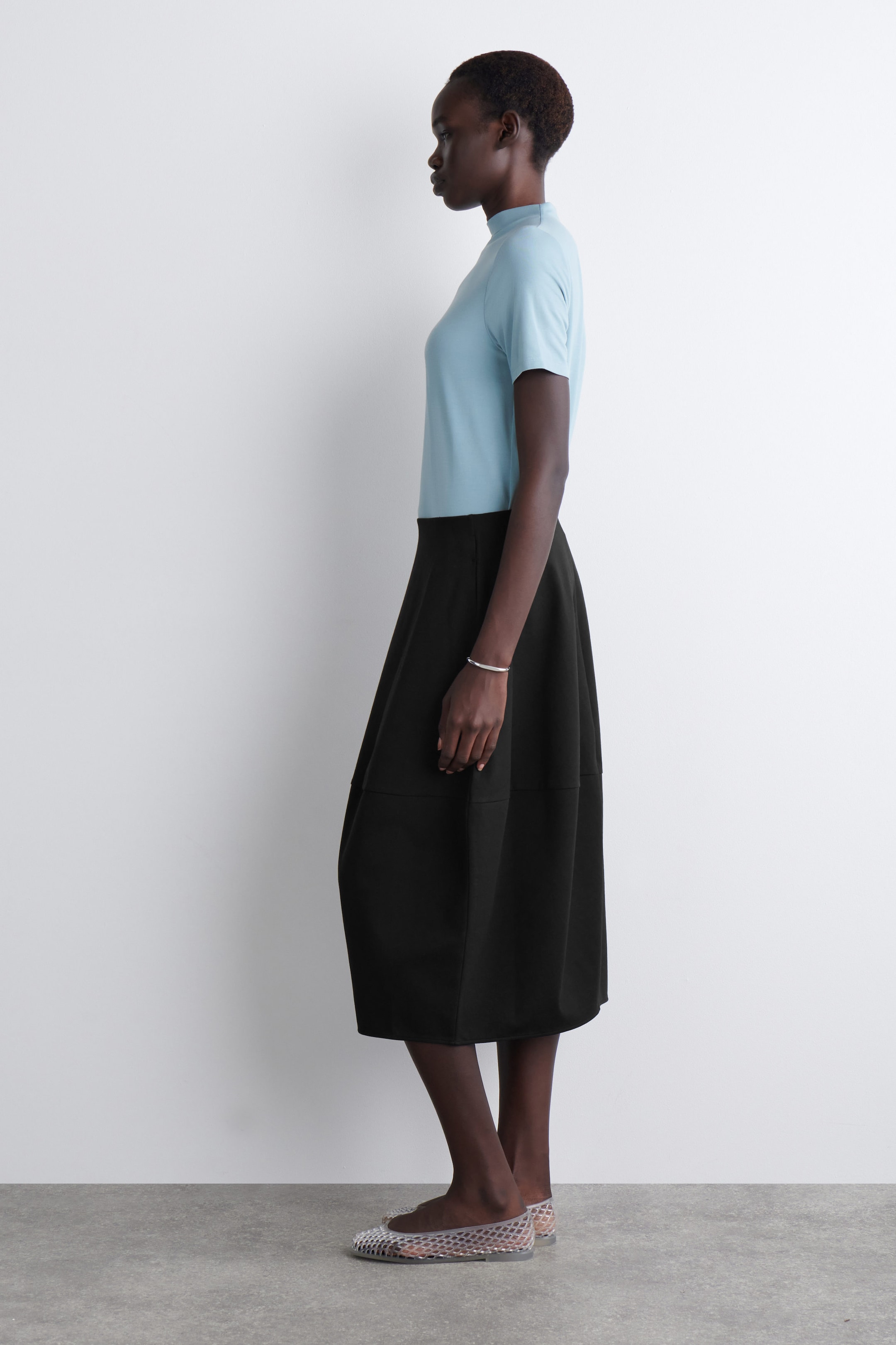 ROUNDED COTTON MIDI SKIRT