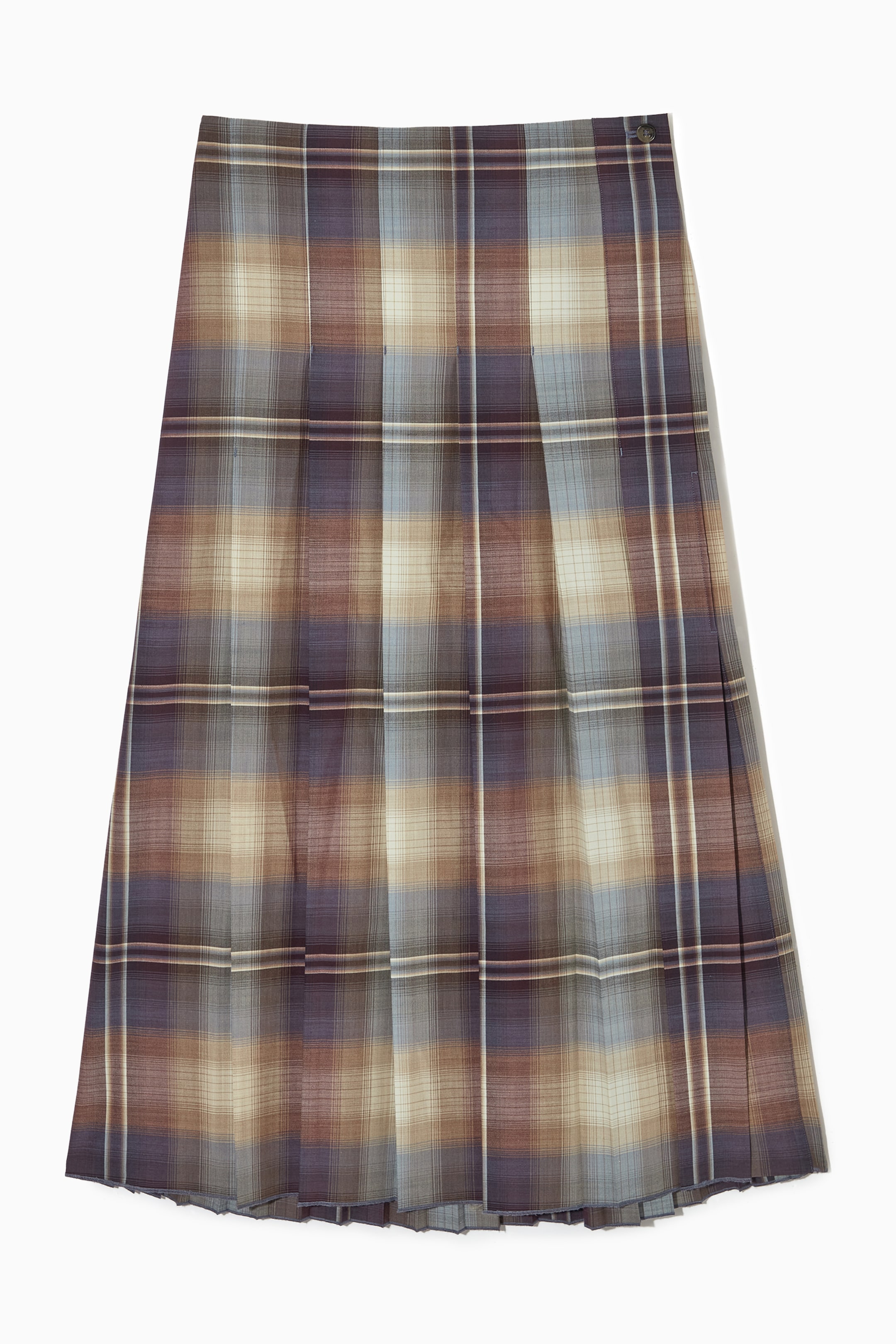 View larger image: PLEATED WOOL-BLEND MIDI SKIRT - LIGHT BLUE / BEIGE / CHECKED - Ladies | H&M GB 1